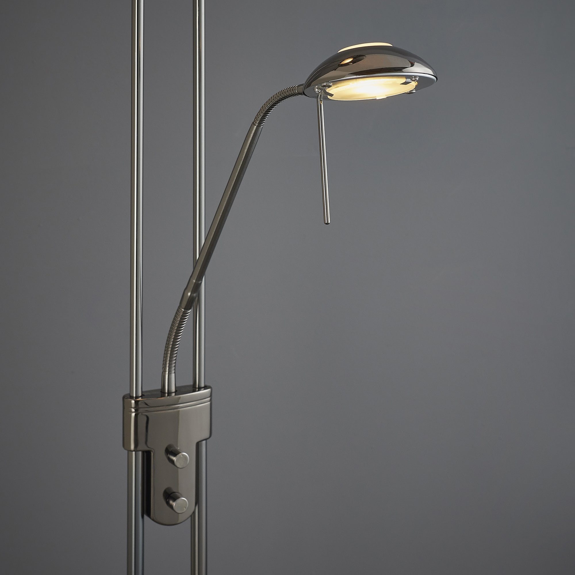 Endon Rome Single Light Floor Lamp - Black Chrome Plate & Opal Glass