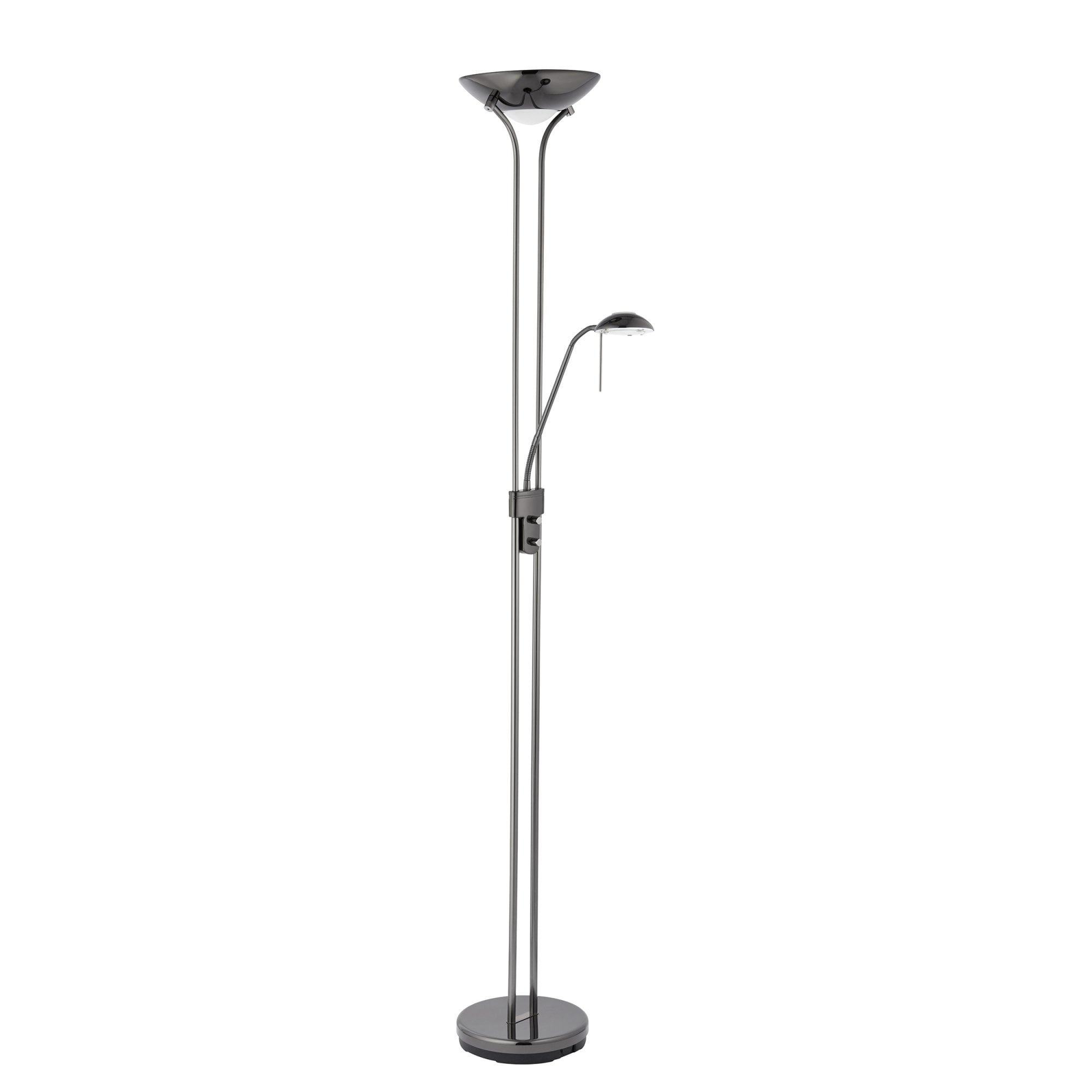 Endon Rome Single Light Floor Lamp - Black Chrome Plate & Opal Glass
