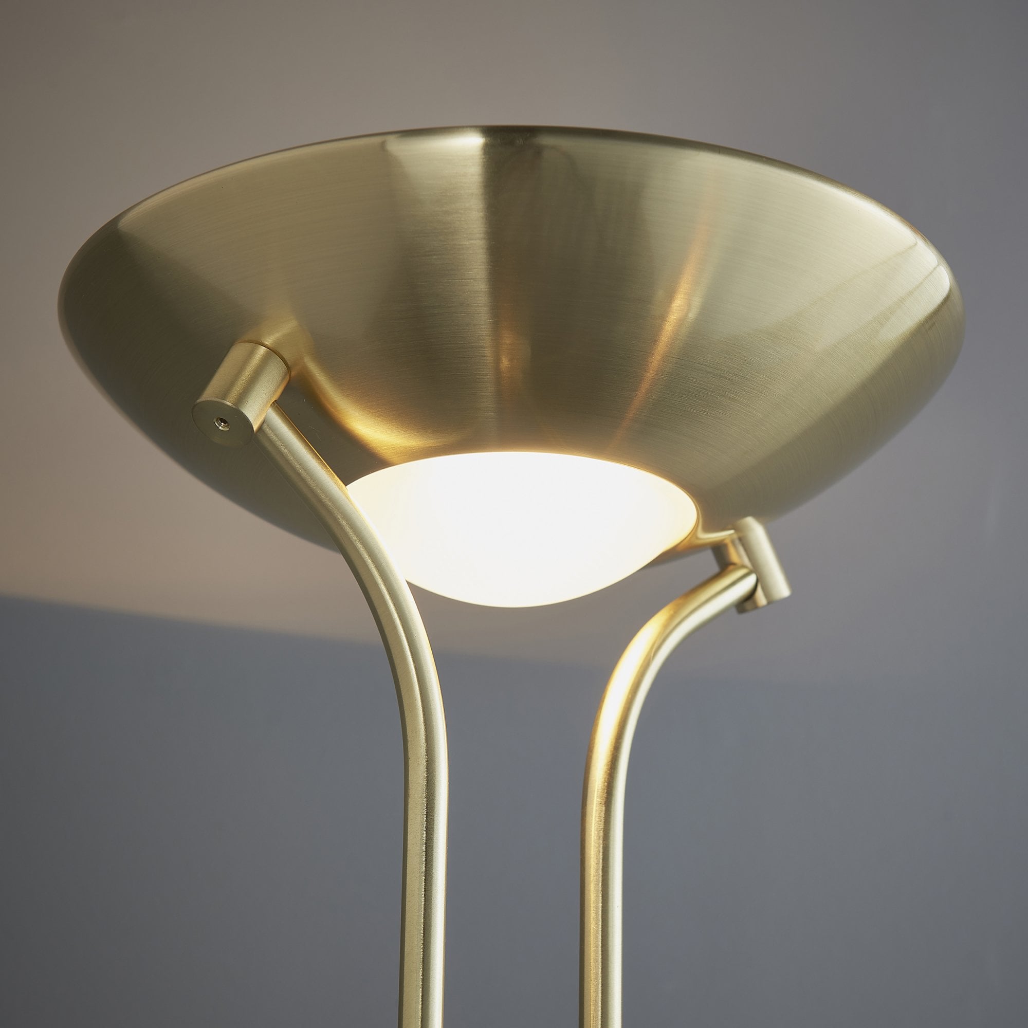 Endon Rome Single Light Floor Lamp - Satin Brass Plate & Opal Glass