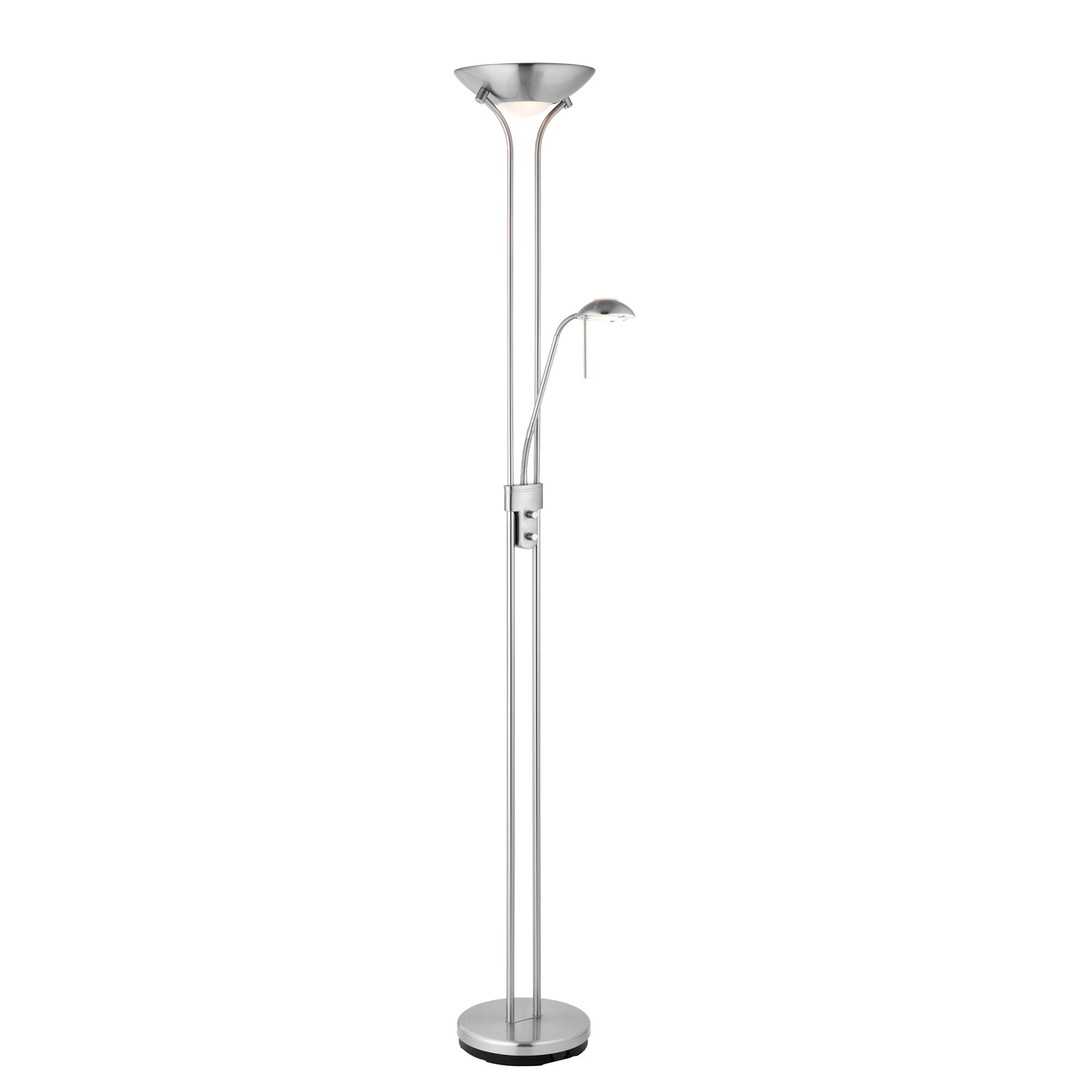 Endon Rome Single Light Floor Lamp - Satin Chrome Plate & Opal Glass