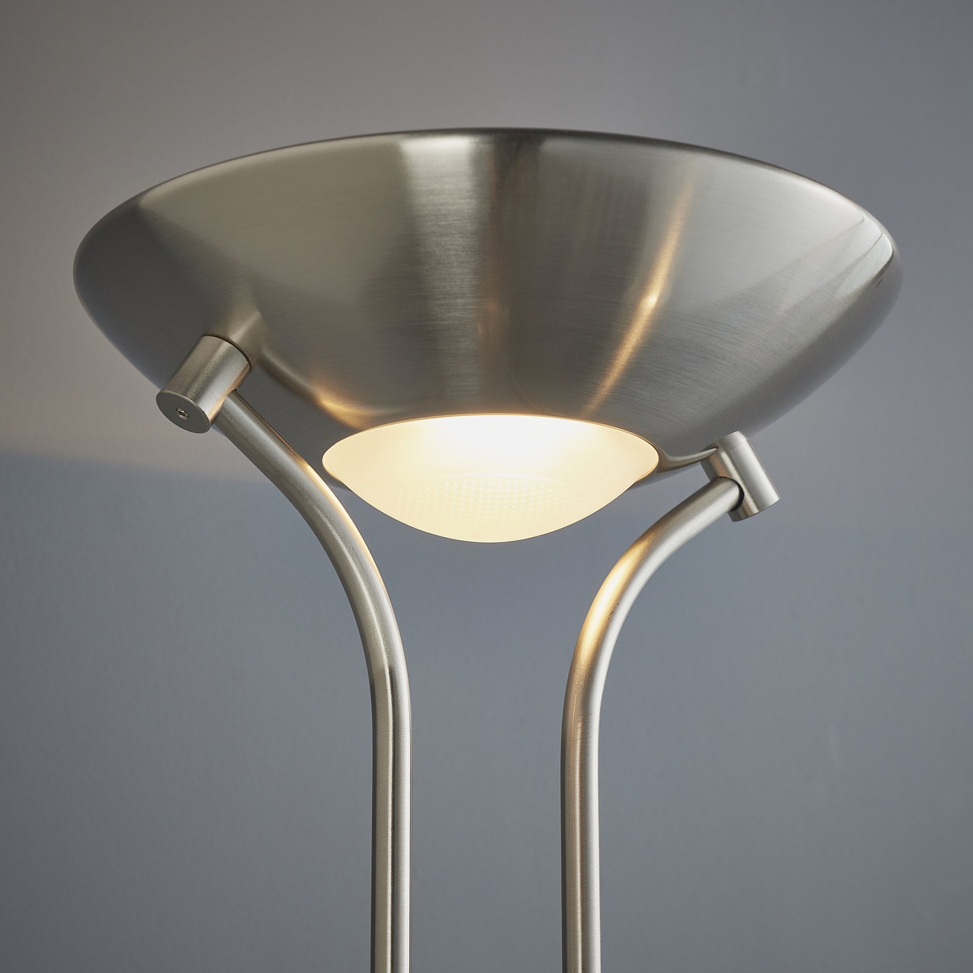 Endon Rome Single Light Floor Lamp - Satin Chrome Plate & Opal Glass