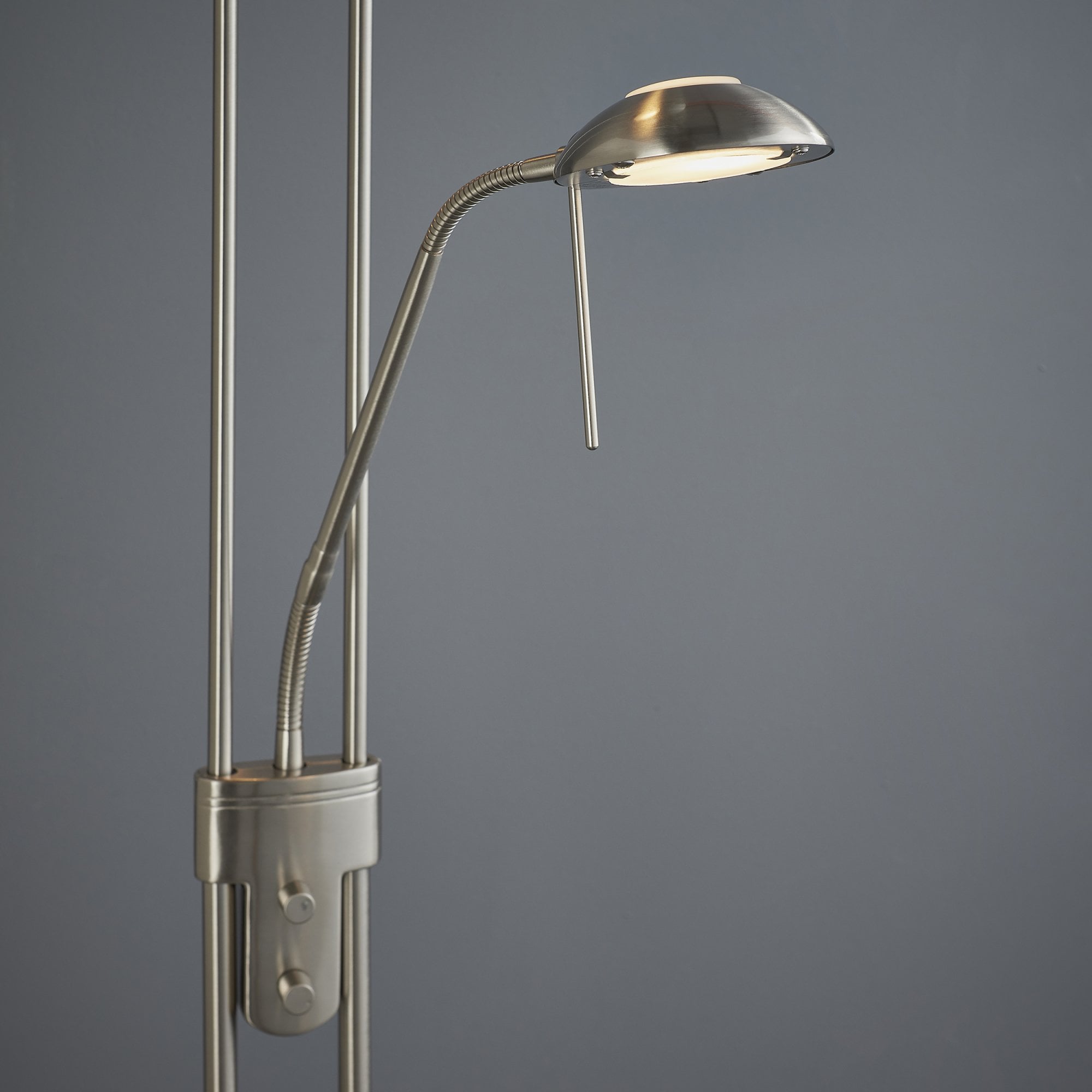 Endon Rome Single Light Floor Lamp - Satin Chrome Plate & Opal Glass