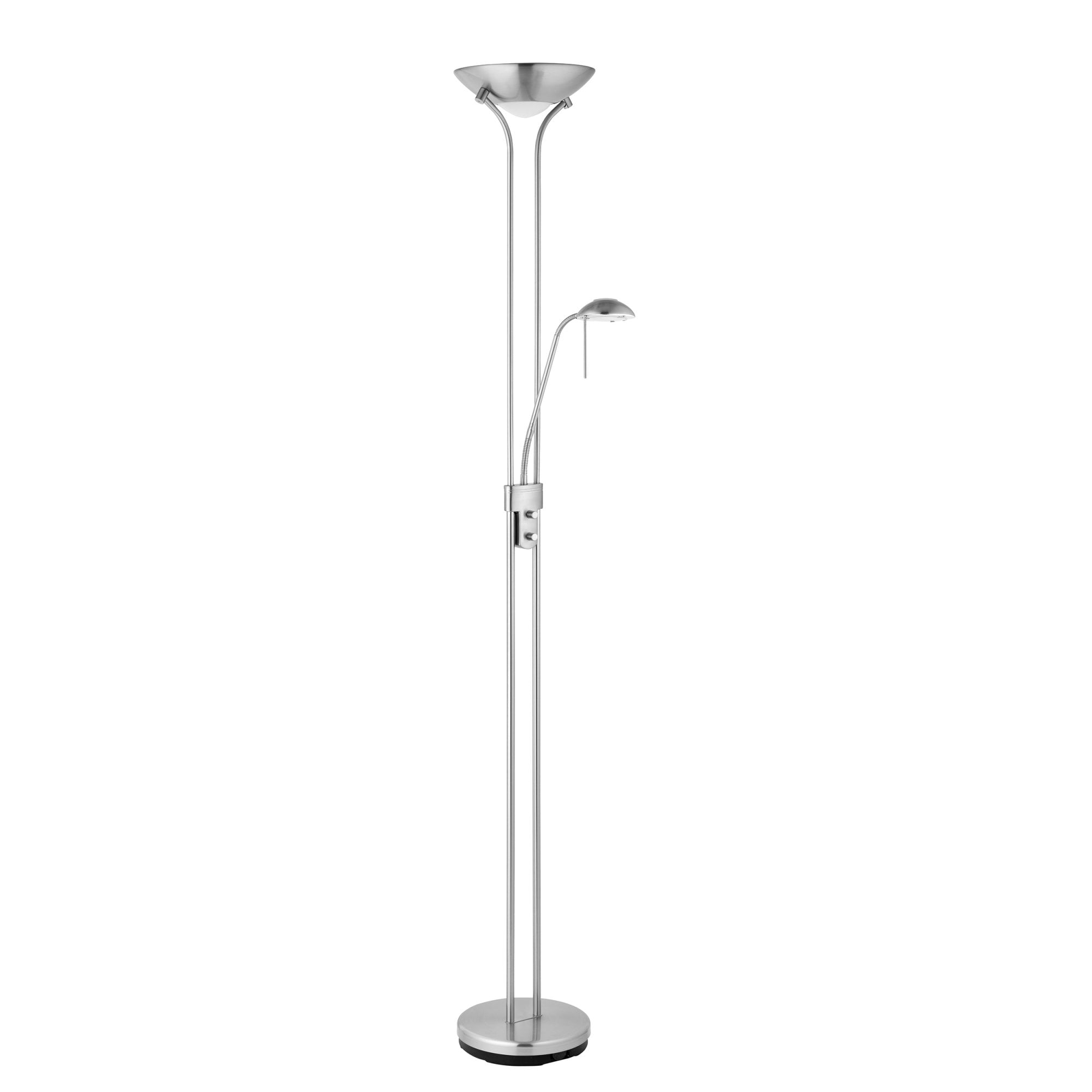 Endon Rome Single Light Floor Lamp - Satin Chrome Plate & Opal Glass