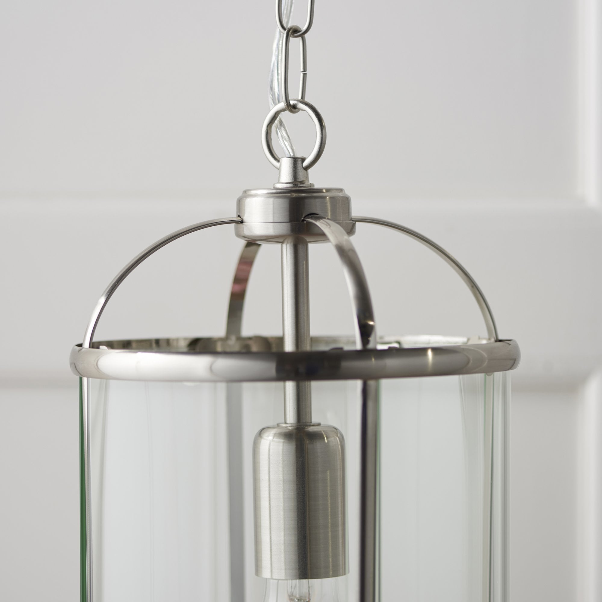 Endon Lambeth Single Light Pendant - Satin Nickel Plate & Clear Glass