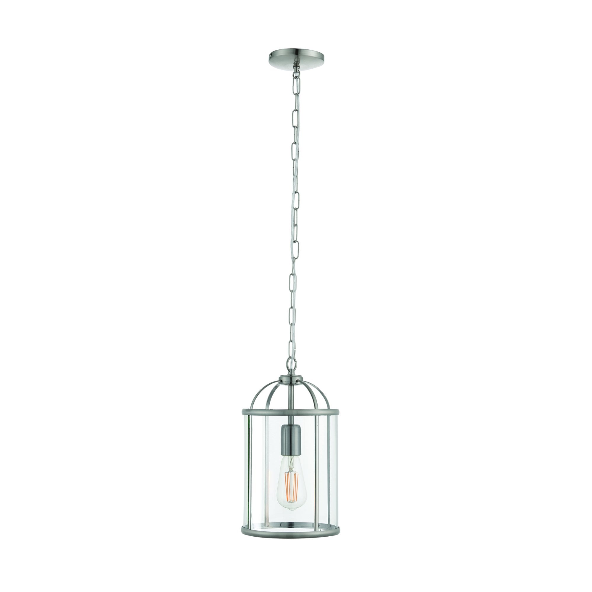 Endon Lambeth Single Light Pendant - Satin Nickel Plate & Clear Glass