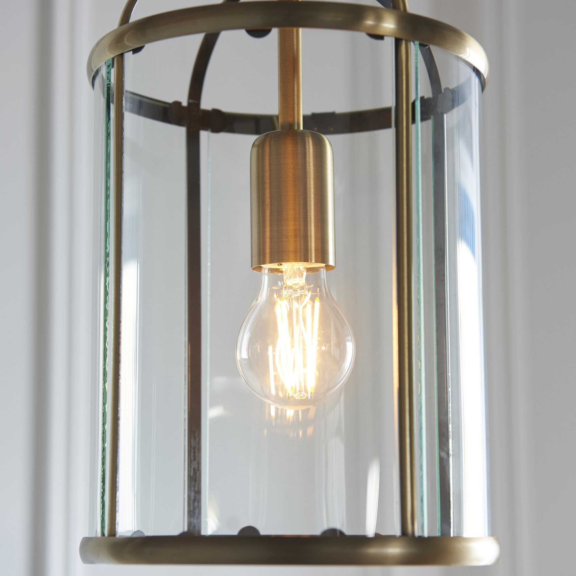 Endon Lambeth Single Light Pendant - Antique Brass Plate & Clear Glass