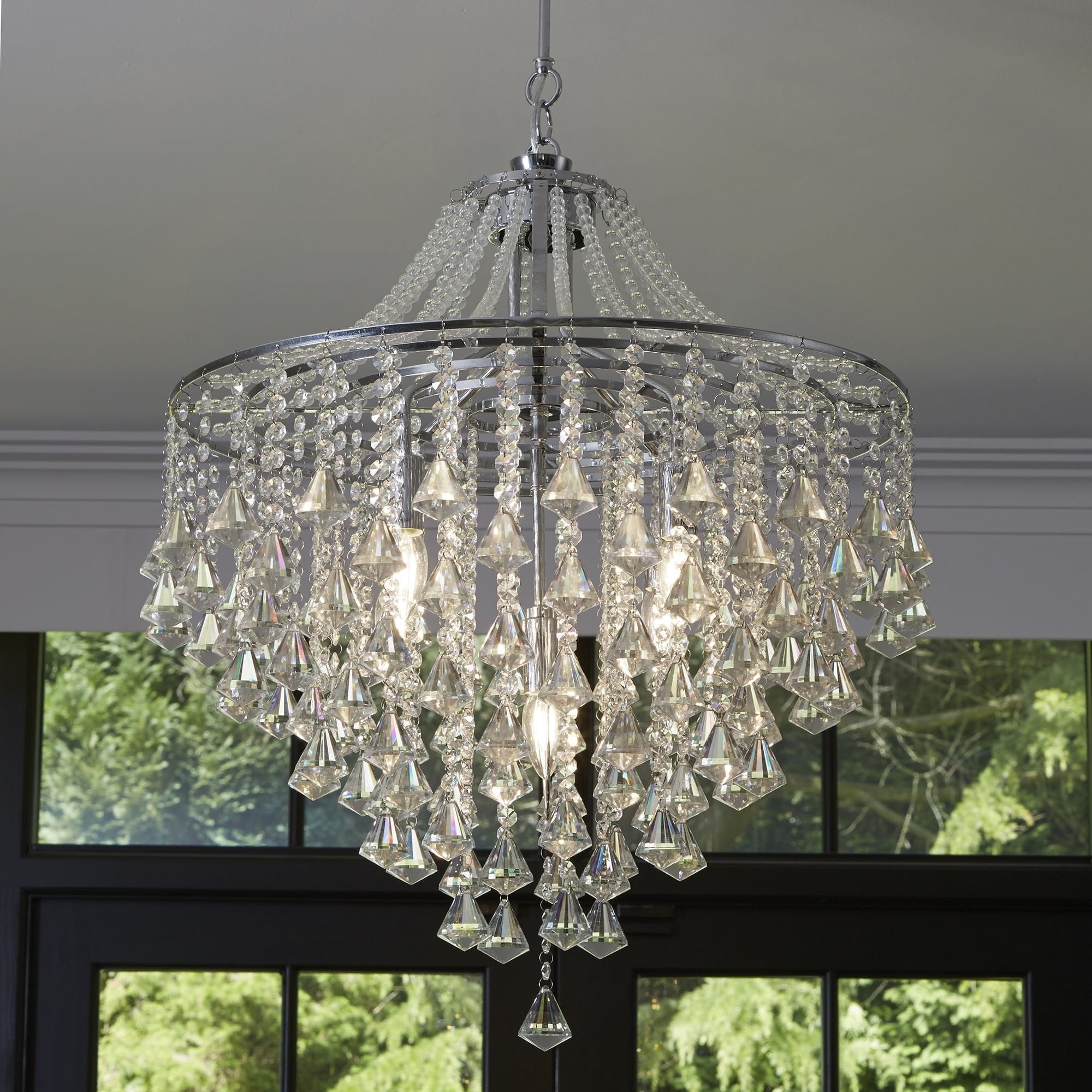 Searchlight Dart 5 Light Pendant - Chrome & Clear Crystal