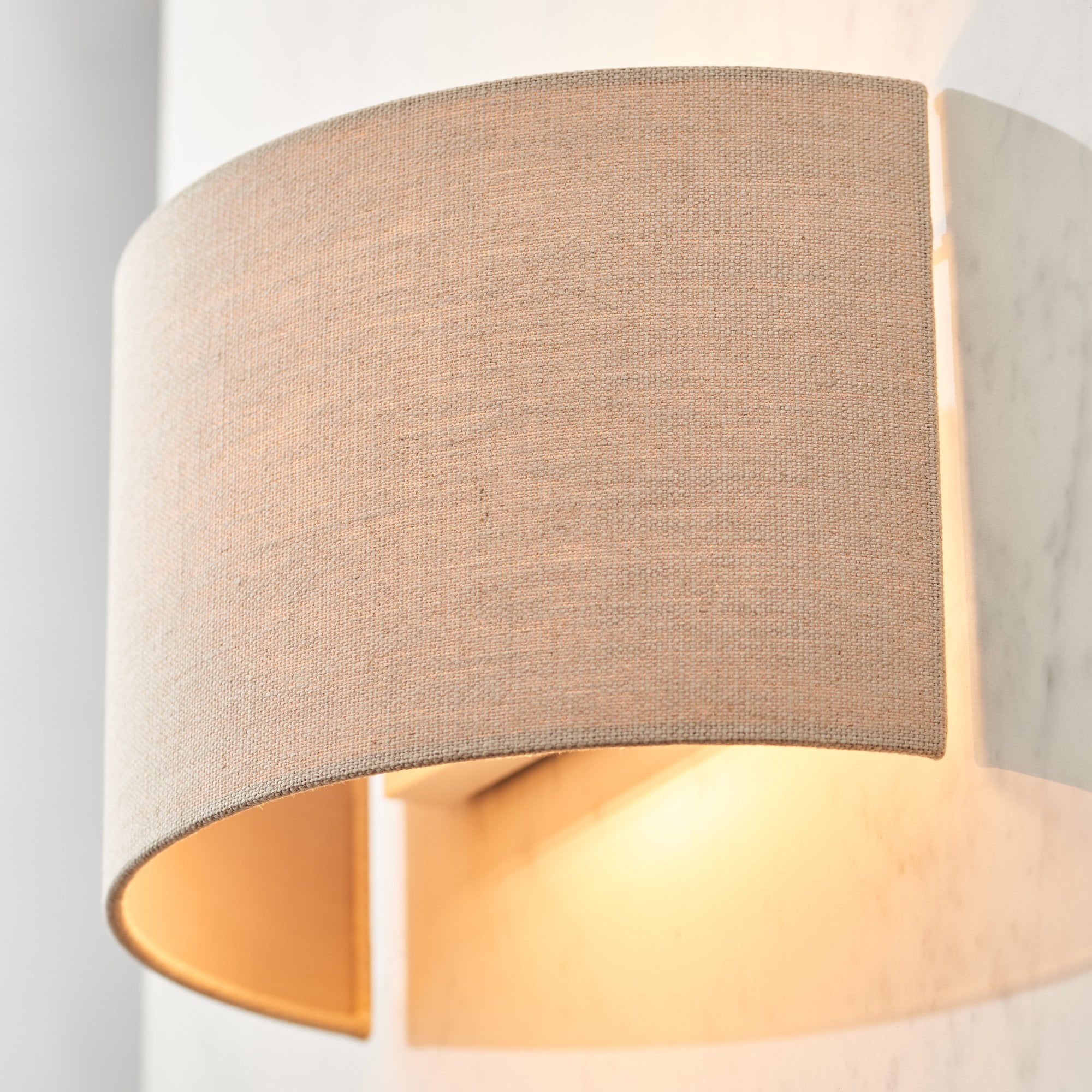 Endon Obi Single Light Wall Light - Neutral Linen & Neutral Polyester Cotton