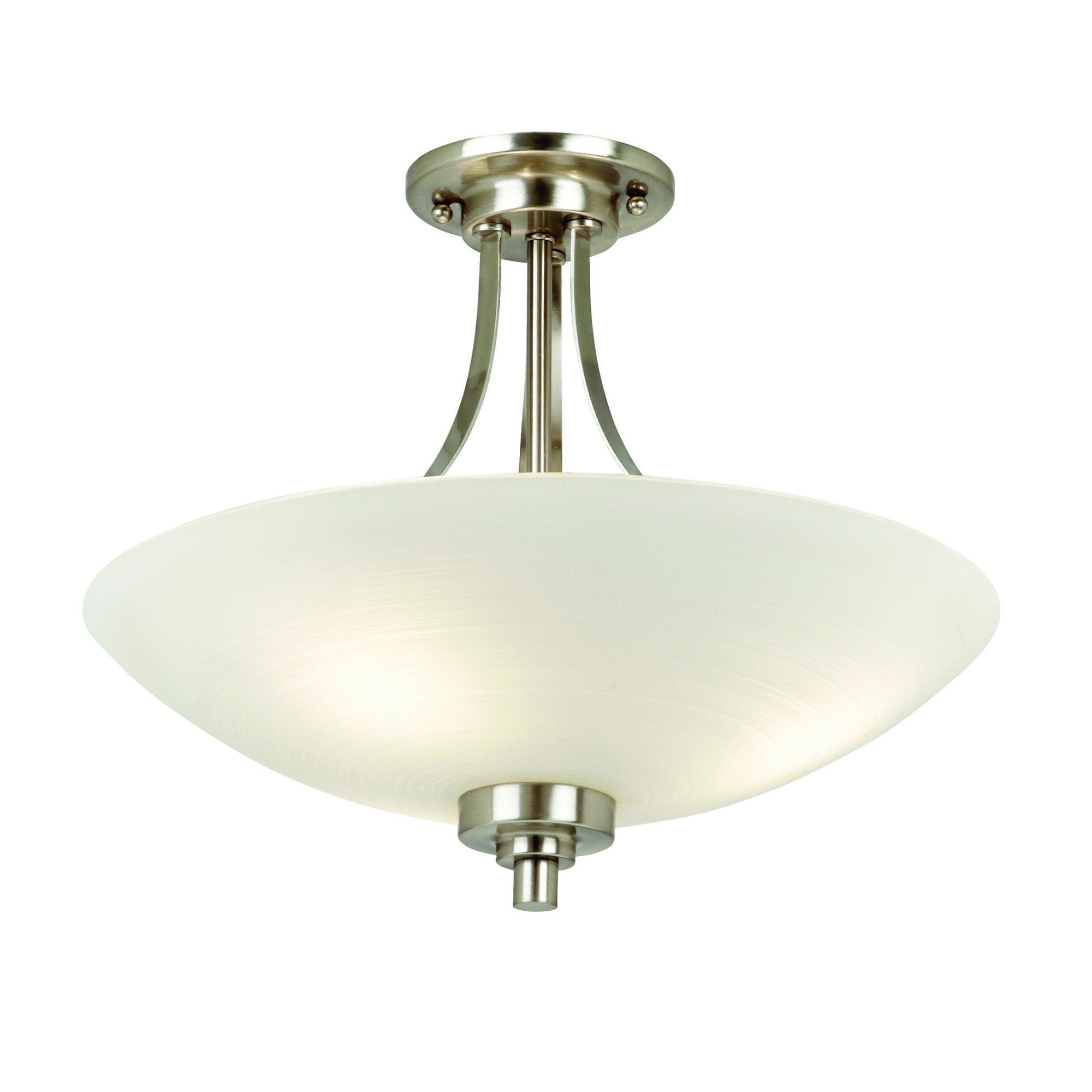 Endon Welles 3 Light Flush Fitting - Satin Chrome Plate & White Glass