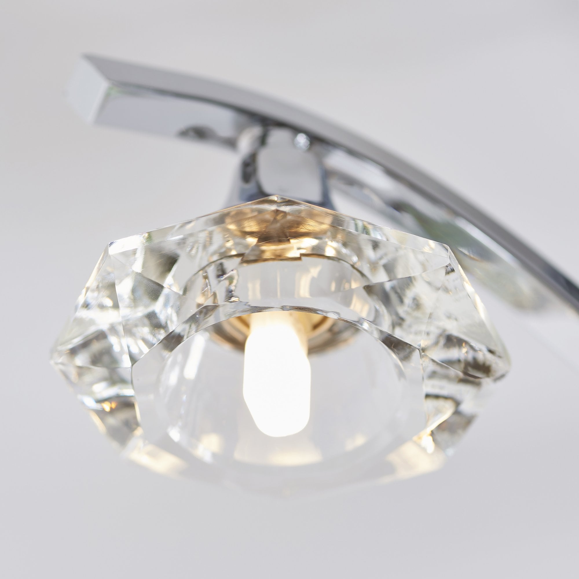 Endon Langella 3 Light Semi Flush Fitting  - Chrome Plate & Clear Crystal