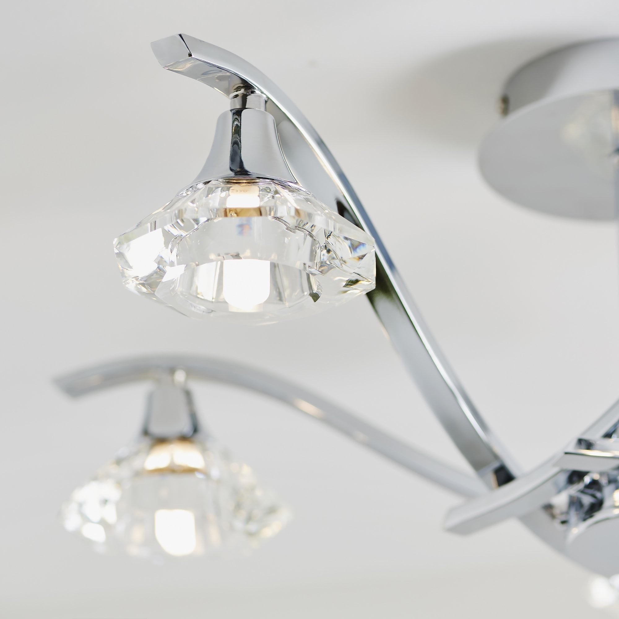 Endon Langella 5 Light Semi Flush Fitting  - Chrome Plate & Clear Crystal