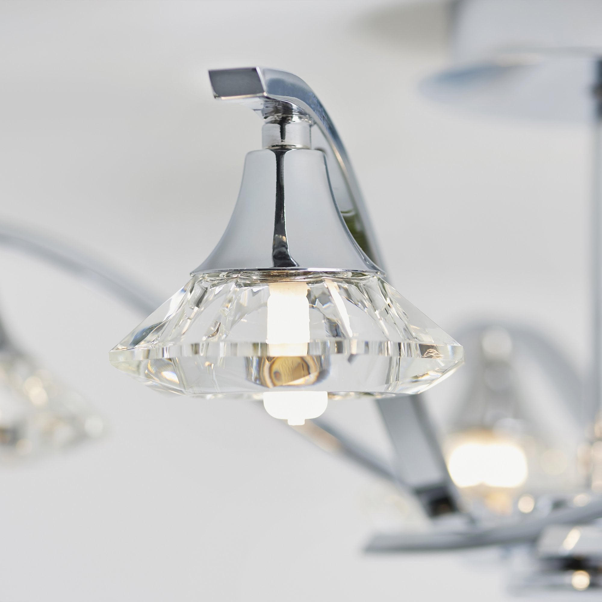Endon Langella 5 Light Semi Flush Fitting  - Chrome Plate & Clear Crystal