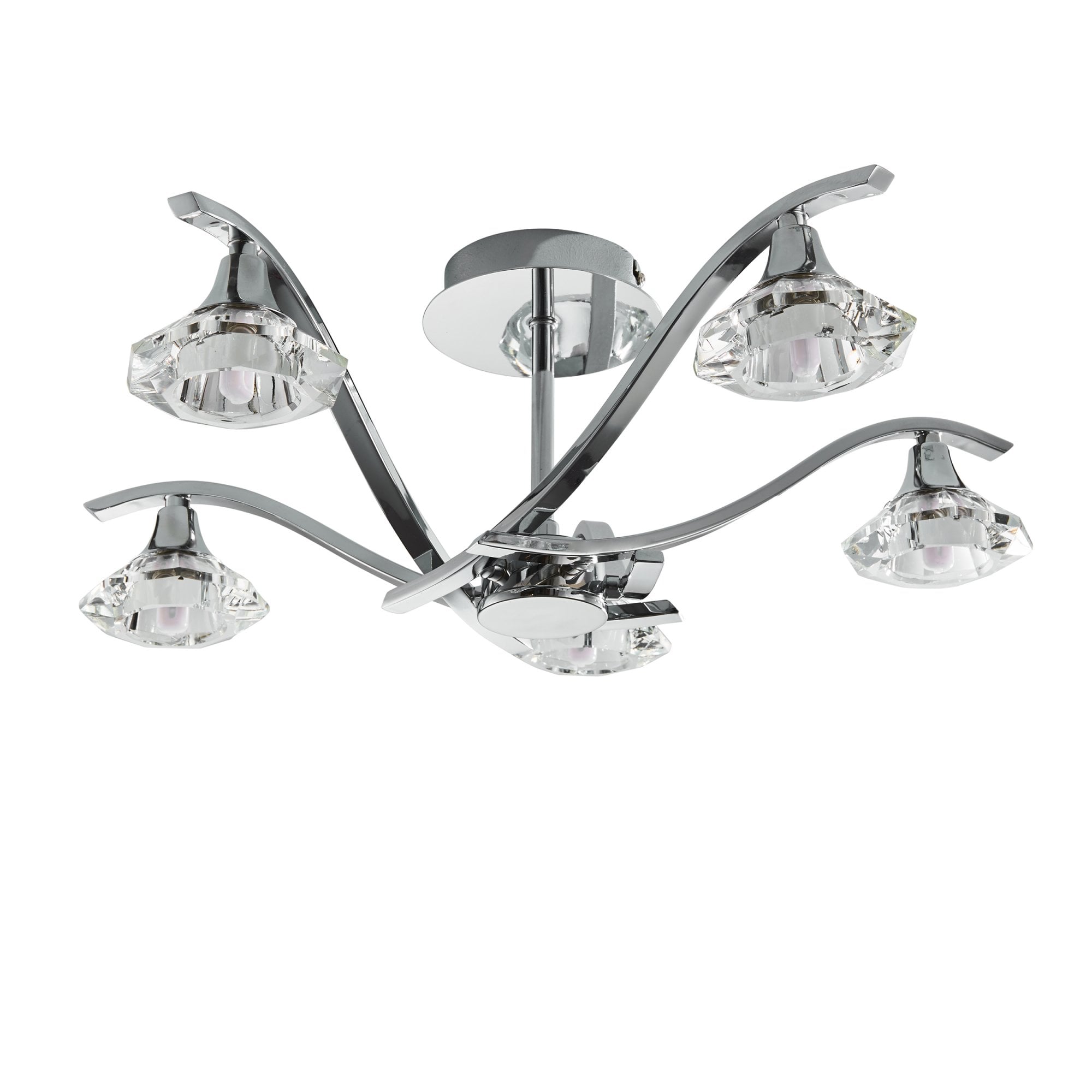 Endon Langella 5 Light Semi Flush Fitting  - Chrome Plate & Clear Crystal