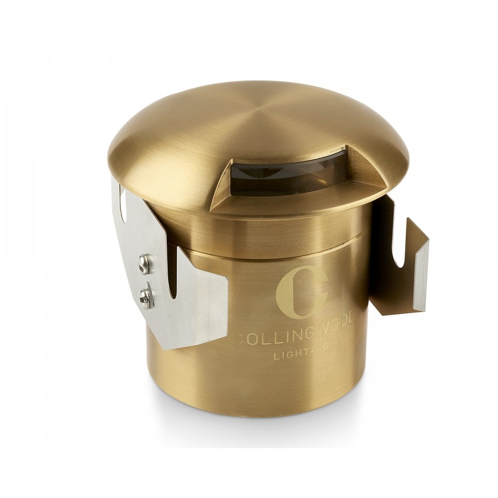 Collingwood GL200 5.7W Large Domed Marker LED Light - 2 Facet / 2 Directions (Opposite Sides) - Brass - Straight to Mains