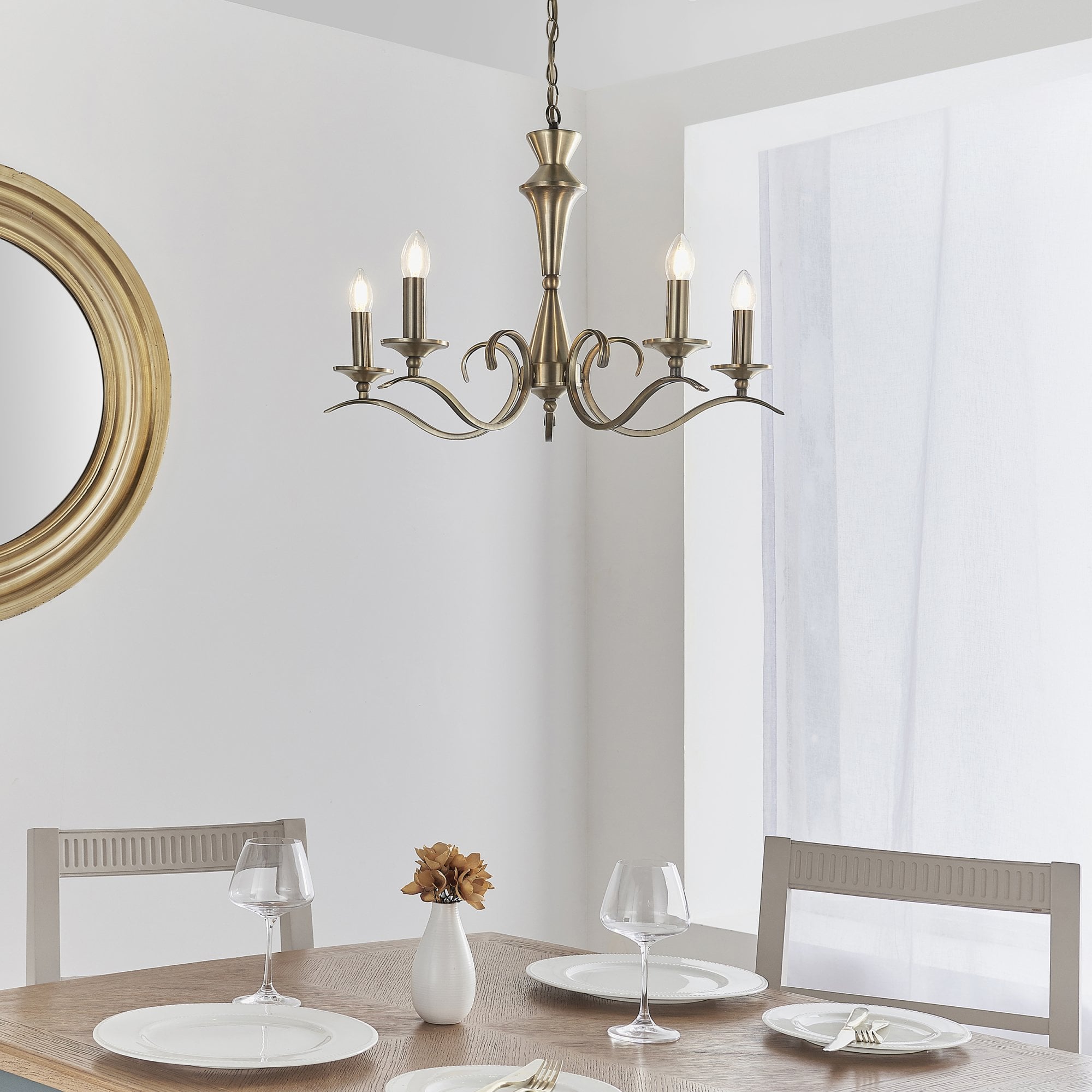 Endon Kora 5 Light Pendant - Antique Brass Plate