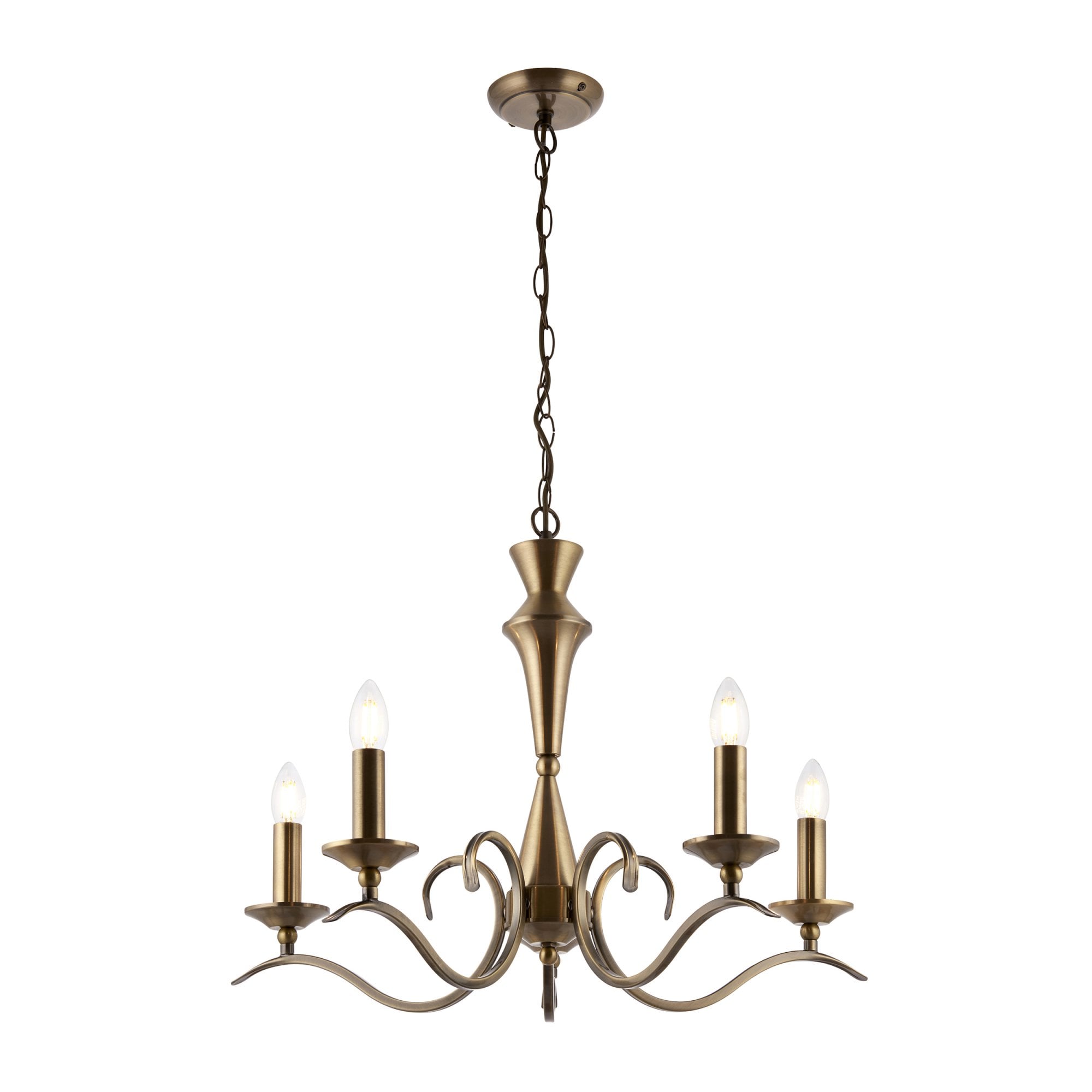 Endon Kora 5 Light Pendant - Antique Brass Plate