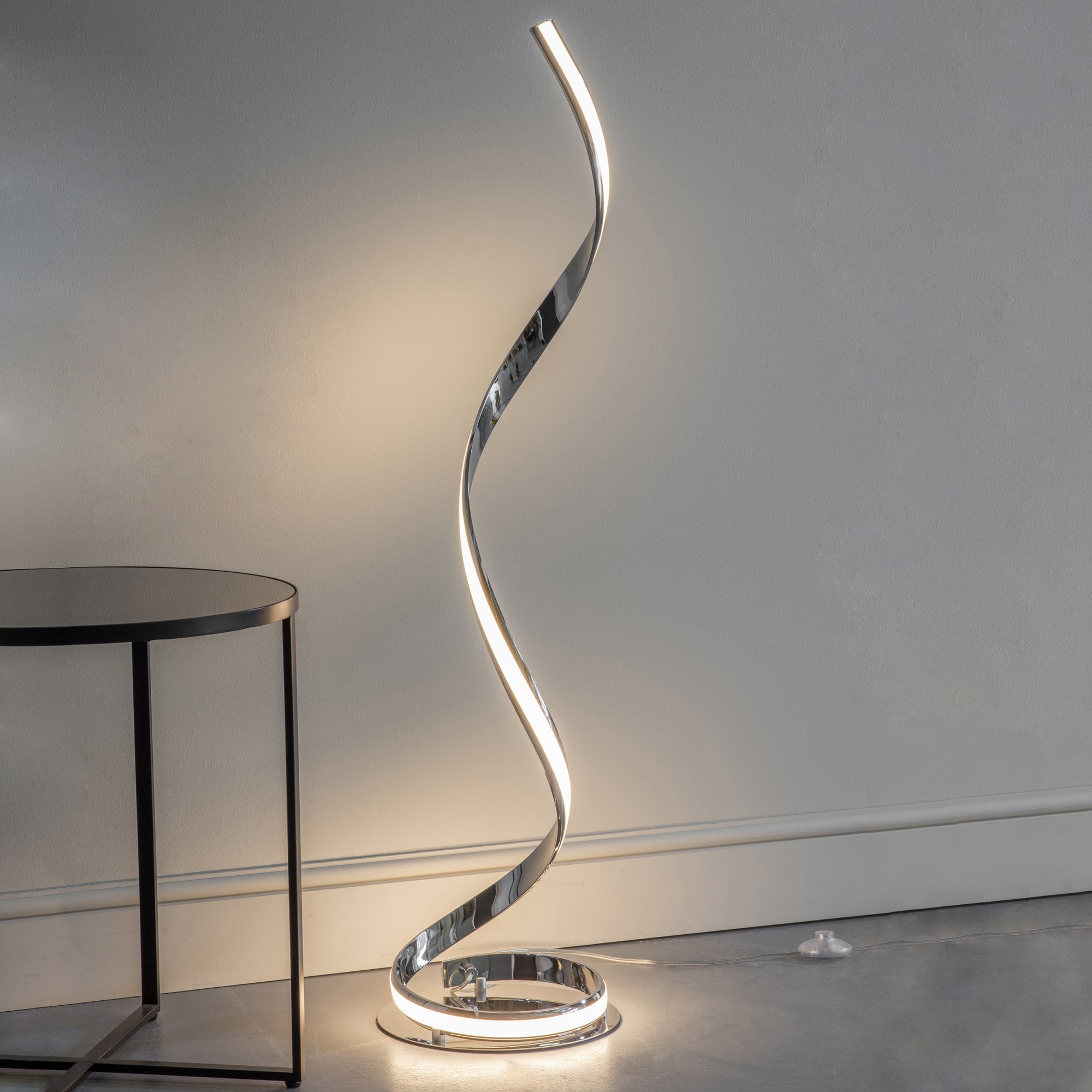 Endon Aria Floor Lamp - Chrome Plate & White Acrylic