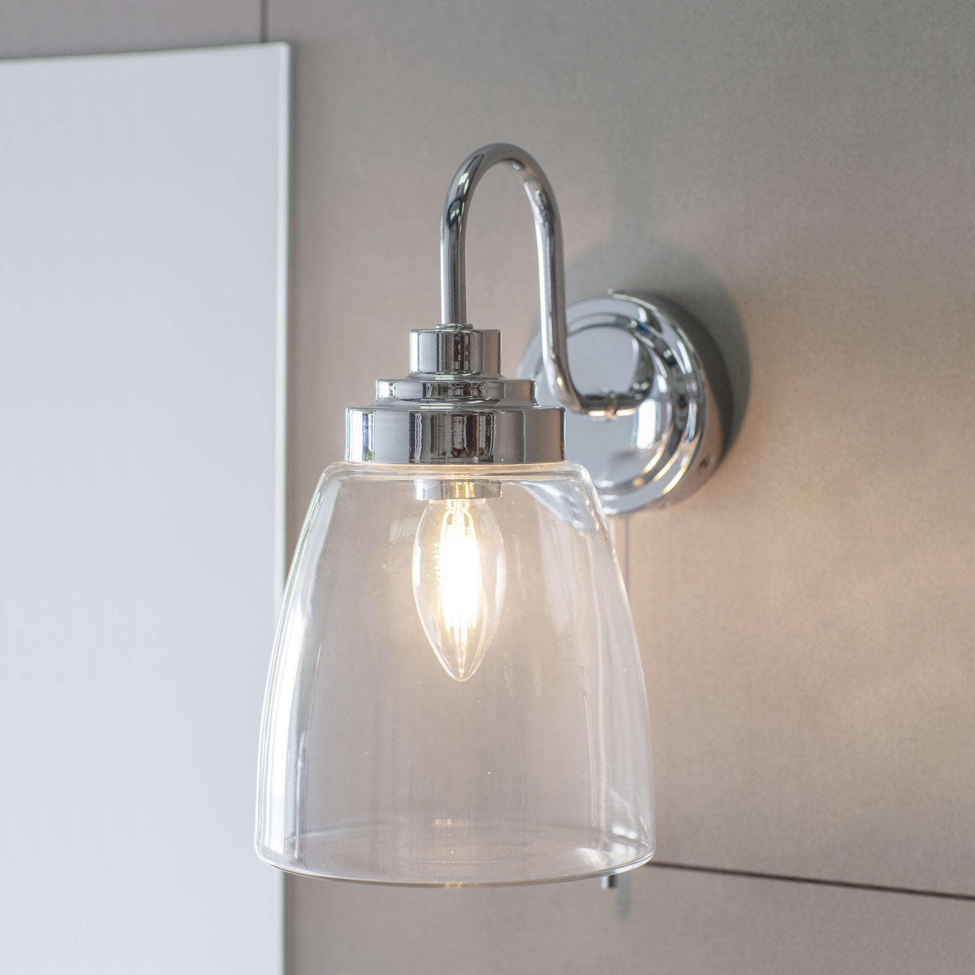 Endon Ashbury Single Light Wall Light - Clear Glass & Chrome Plate