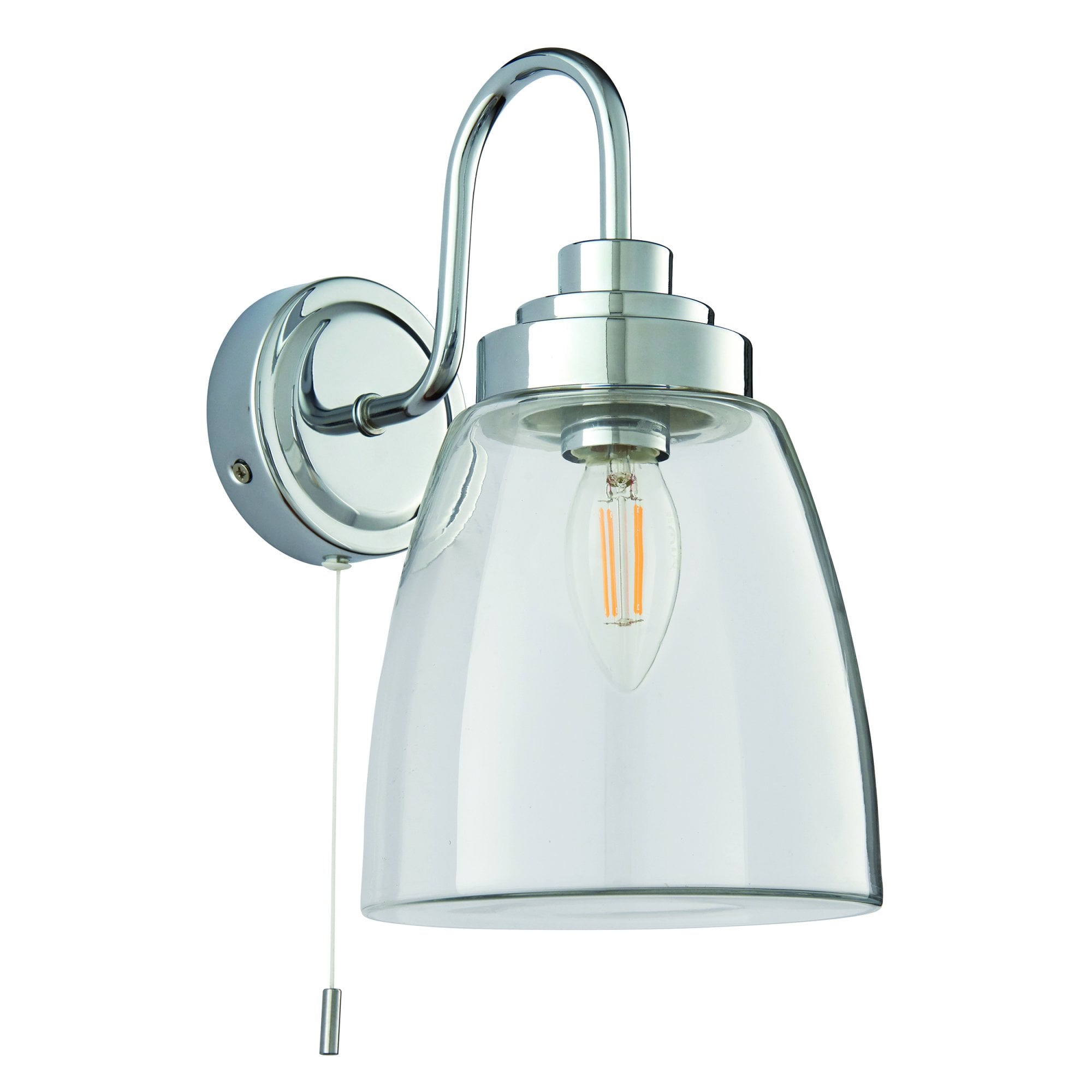 Endon Ashbury Single Light Wall Light - Clear Glass & Chrome Plate