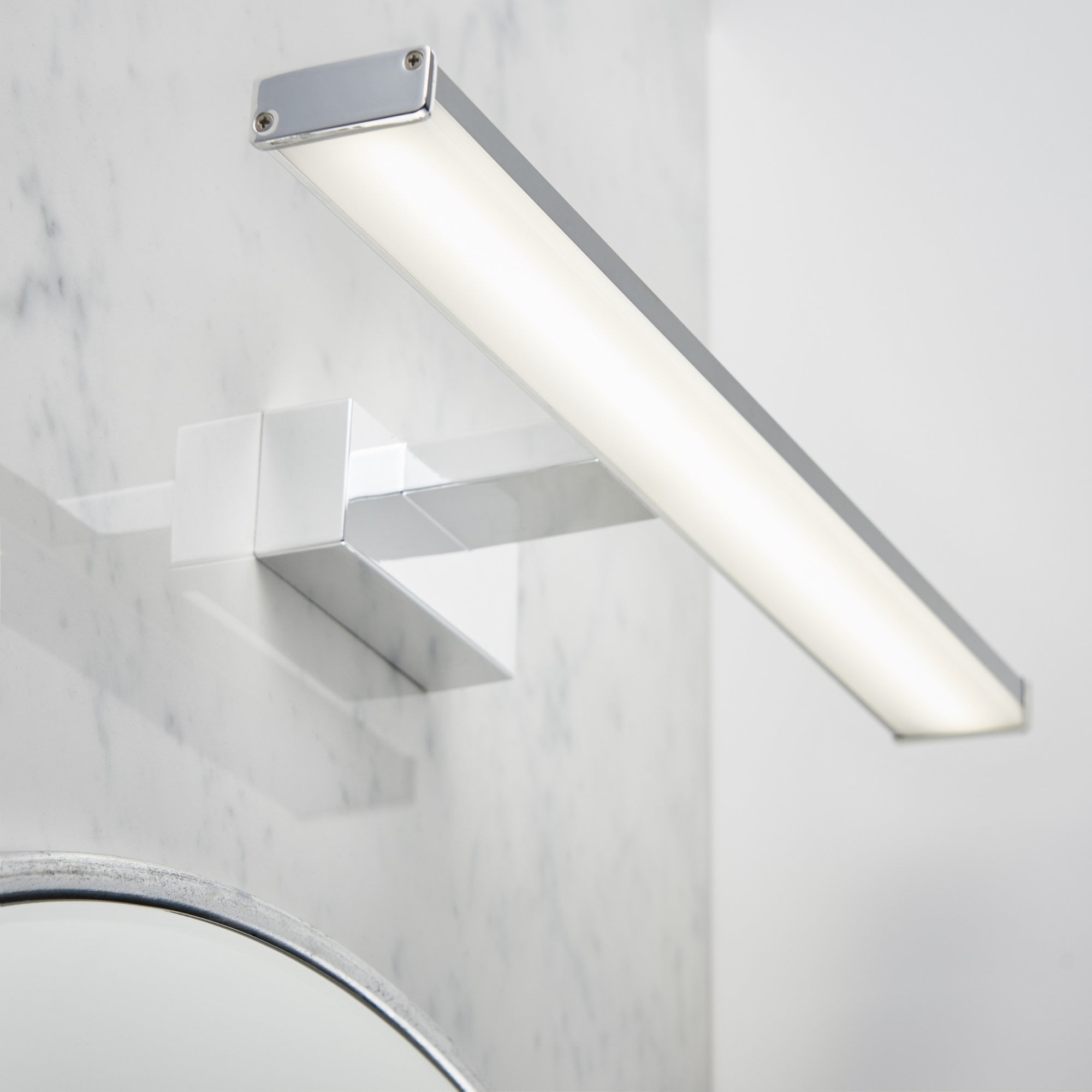 Endon Axis Single Light Wall Light - Chrome Effect & Frosted Plastic