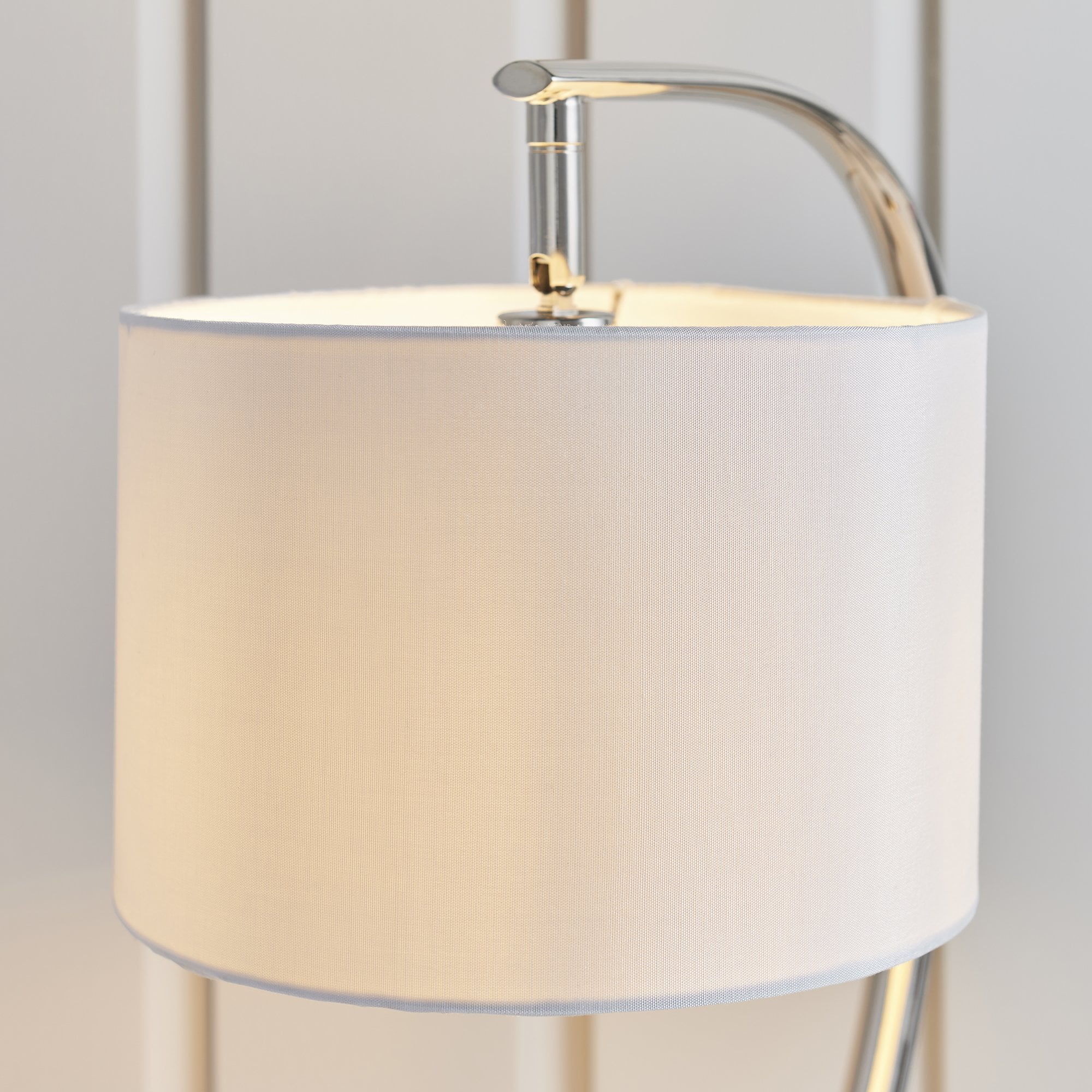 Endon Josephine Single Light Table Lamp - Bright Nickel Plate & Vintage White Fabric