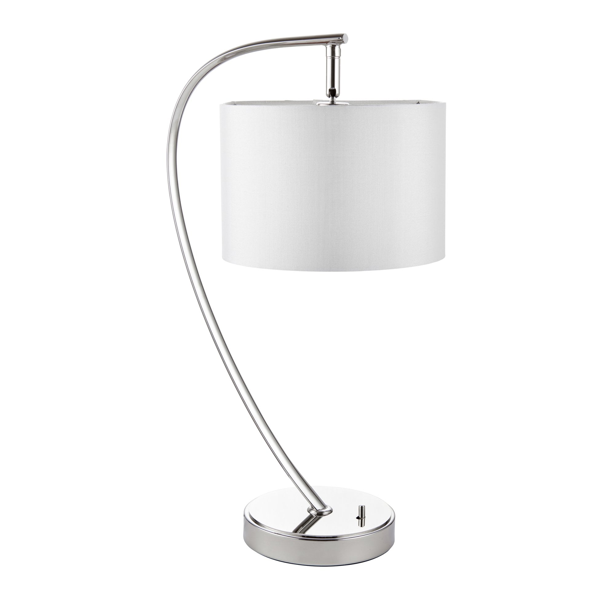 Endon Josephine Single Light Table Lamp - Bright Nickel Plate & Vintage White Fabric