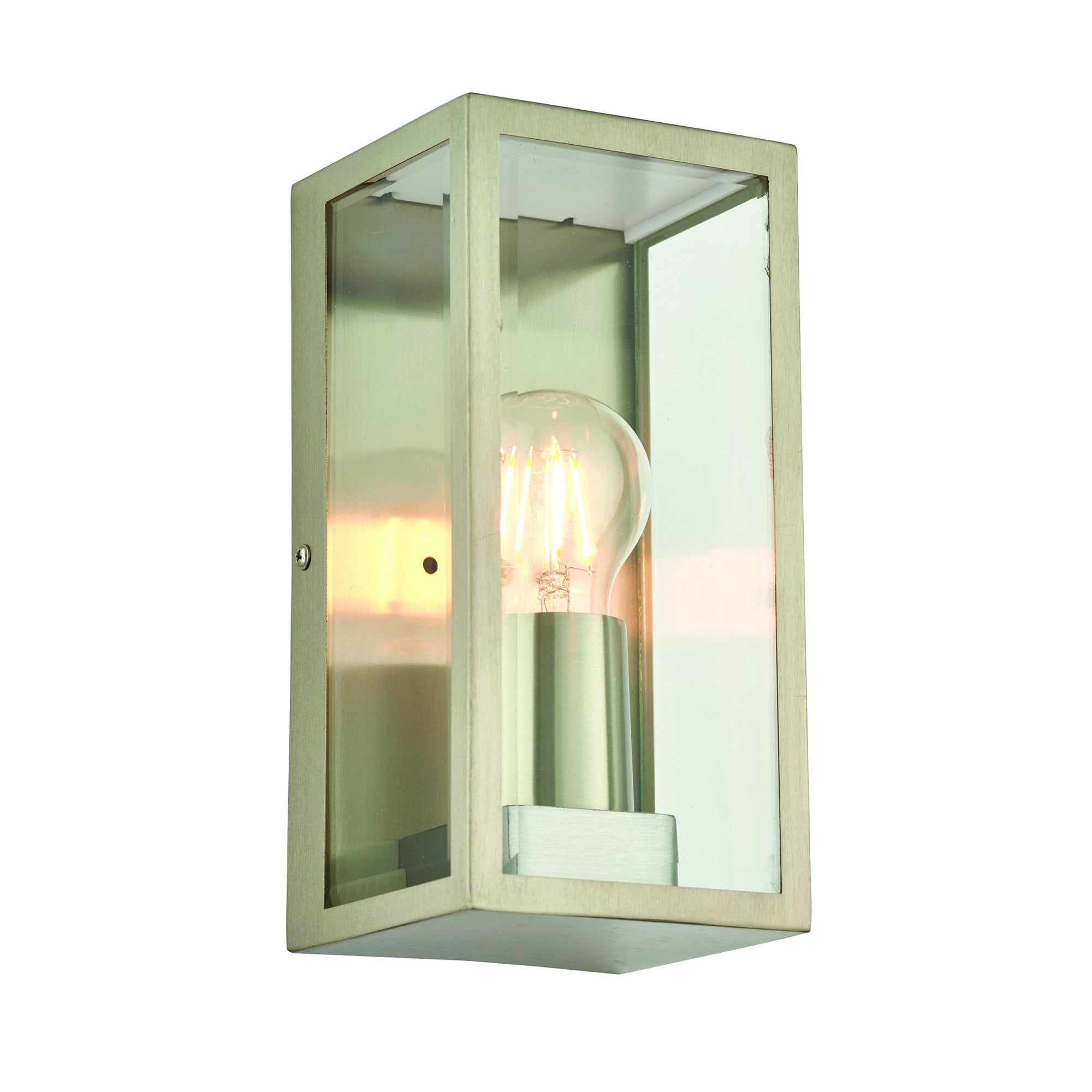 Endon Oxford Single Light Wall Fitting - Brushed Stainless Steel & Clear Glass
