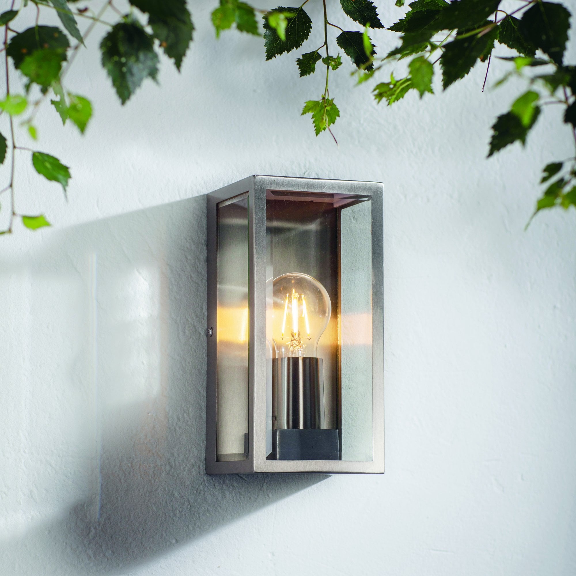 Endon Oxford Single Light Wall Fitting - Brushed Stainless Steel & Clear Glass