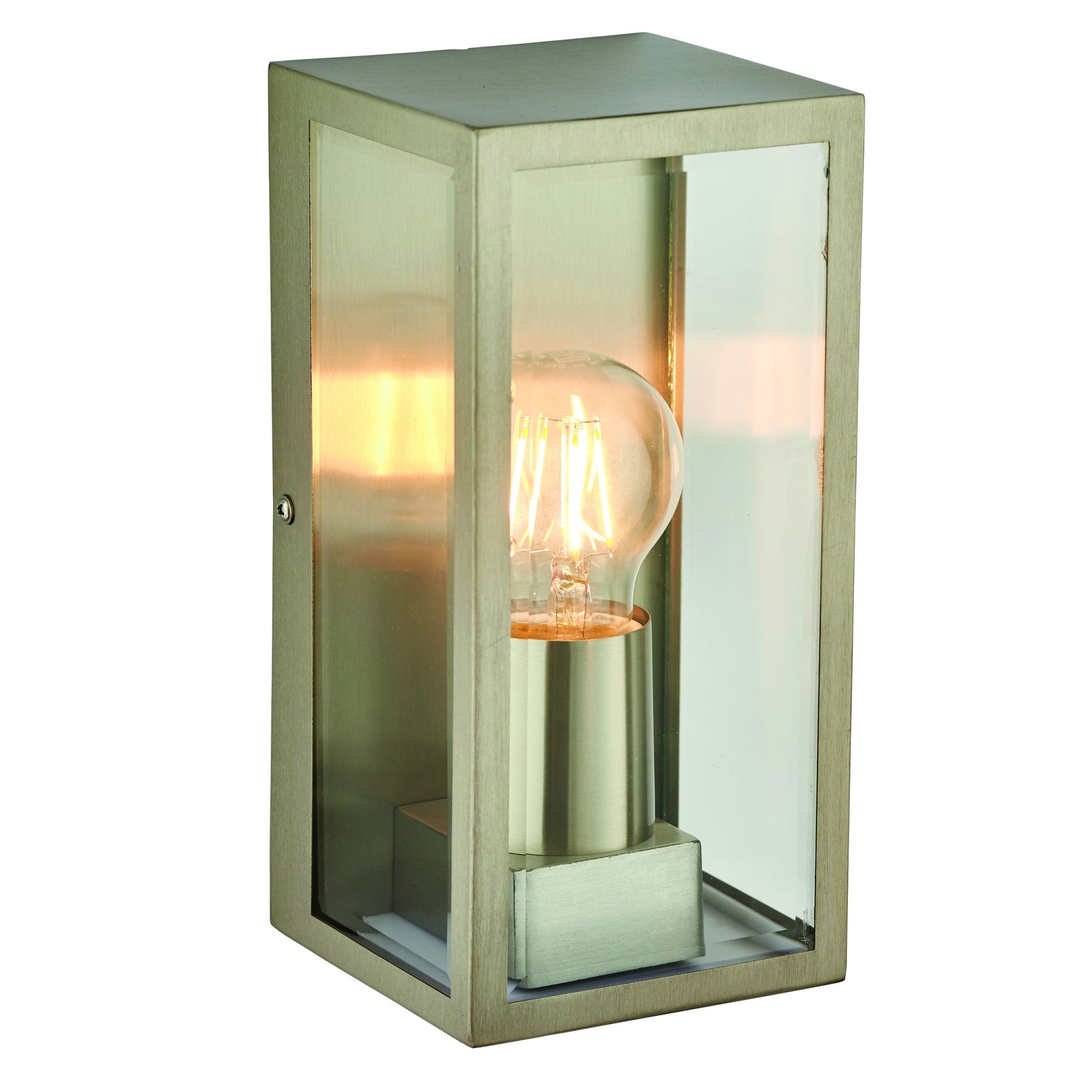 Endon Oxford Single Light Wall Fitting - Brushed Stainless Steel & Clear Glass