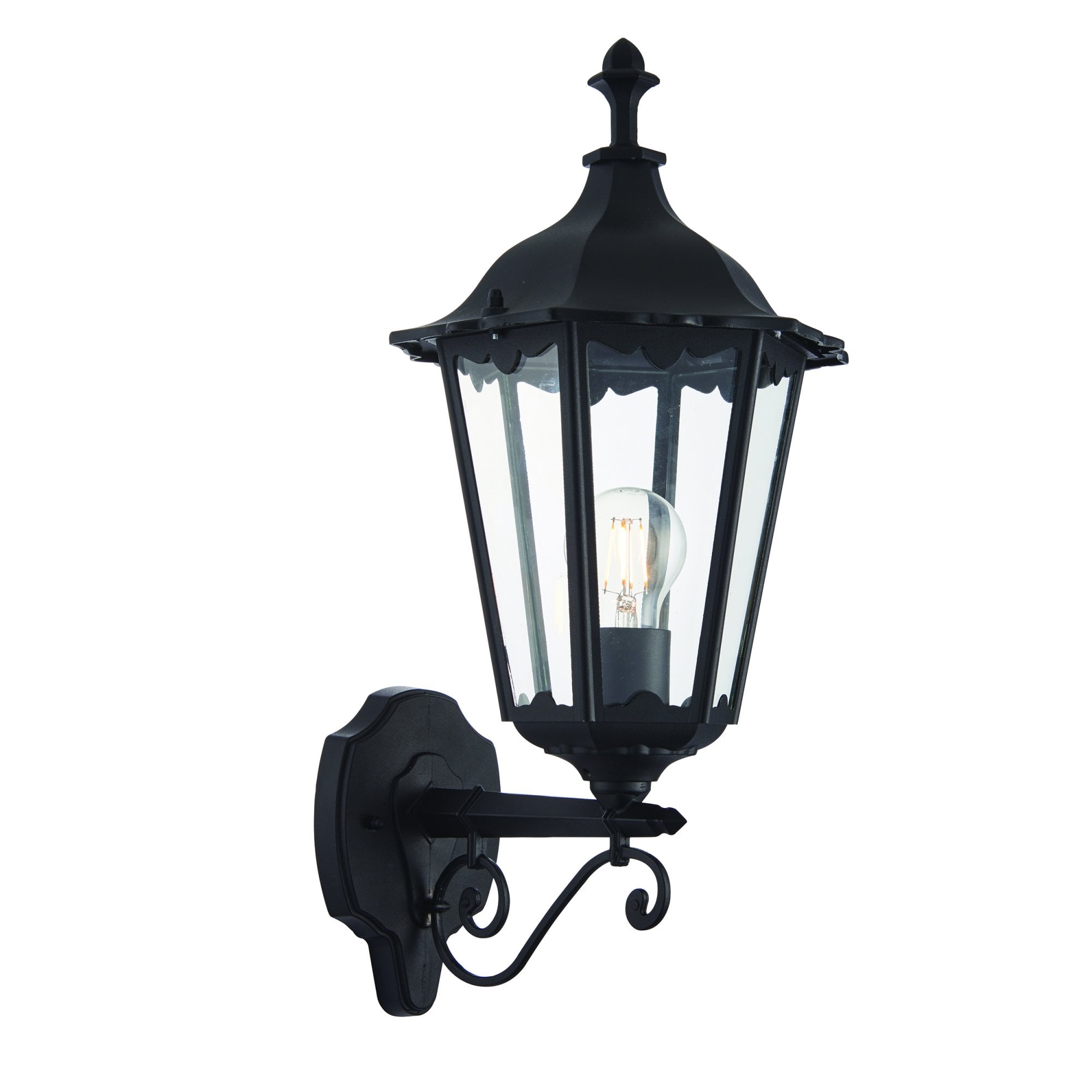 Endon Burford Single Light Wall Light  - Matt Black & Clear Glass