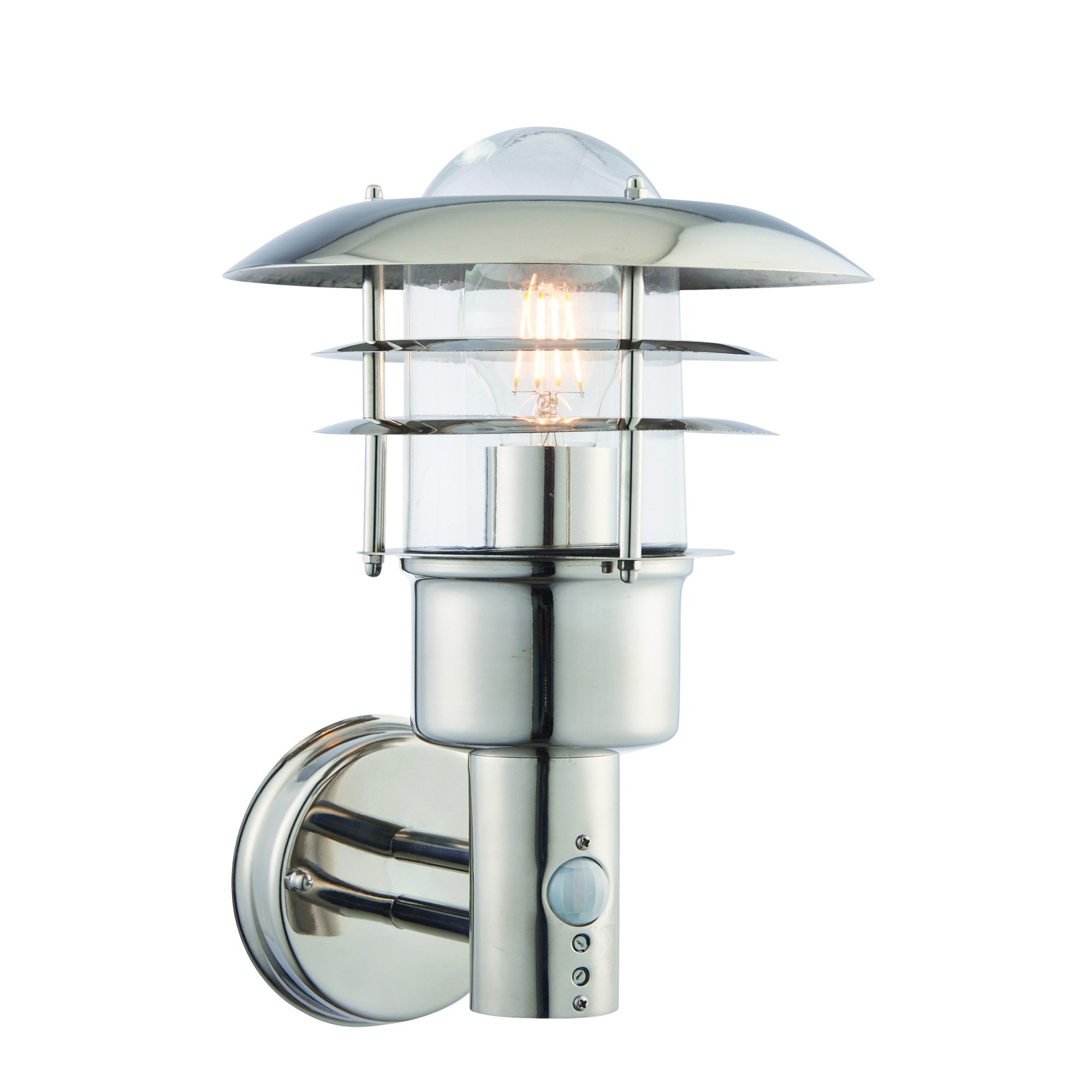 Endon Dexter Single Light Wall Light - Polished Stainless Steel & Clear Glass