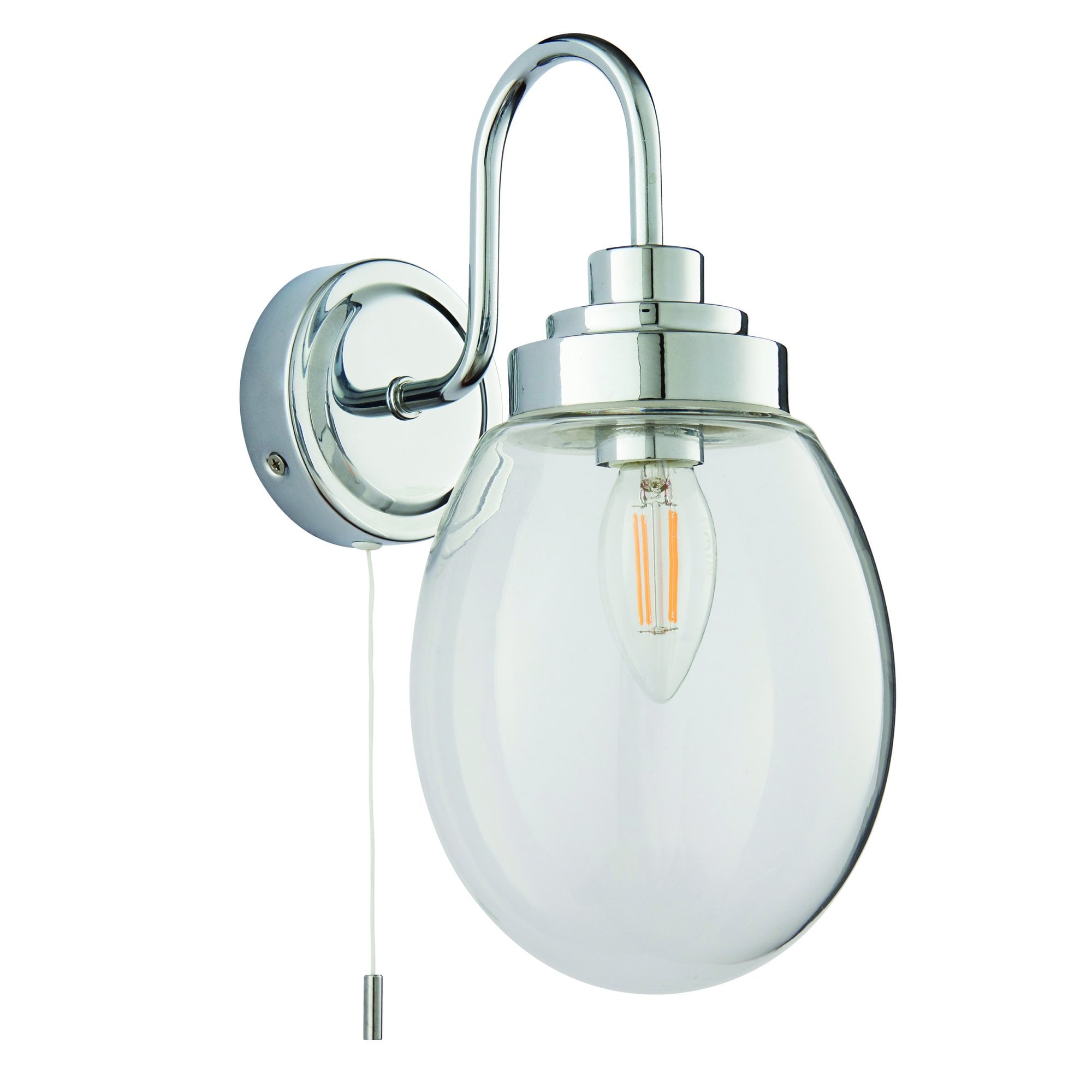 Endon Hampton Single Light Wall Light - Clear Glass & Chrome Plate