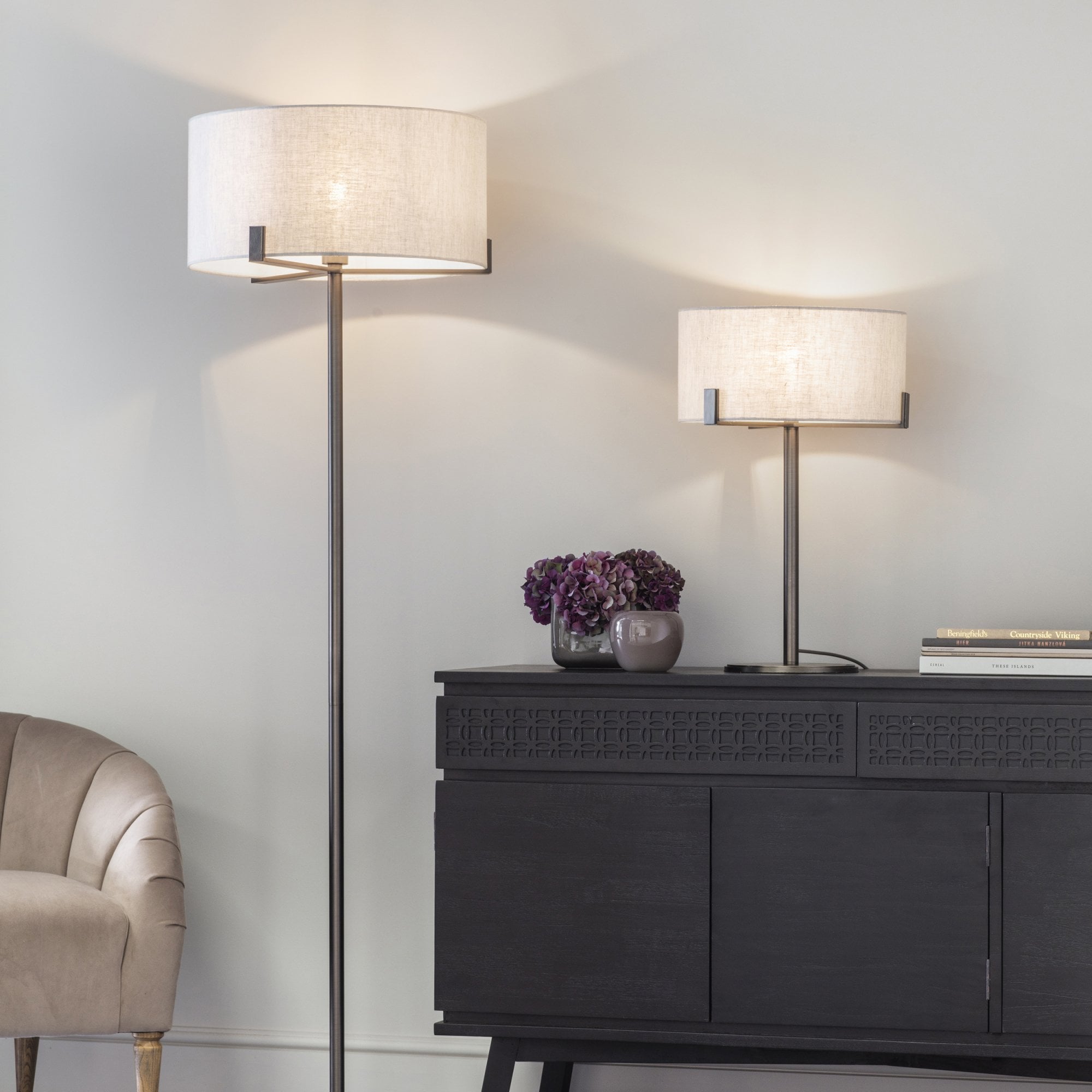 Endon Hayfield Table Lamp - Neutral Linen