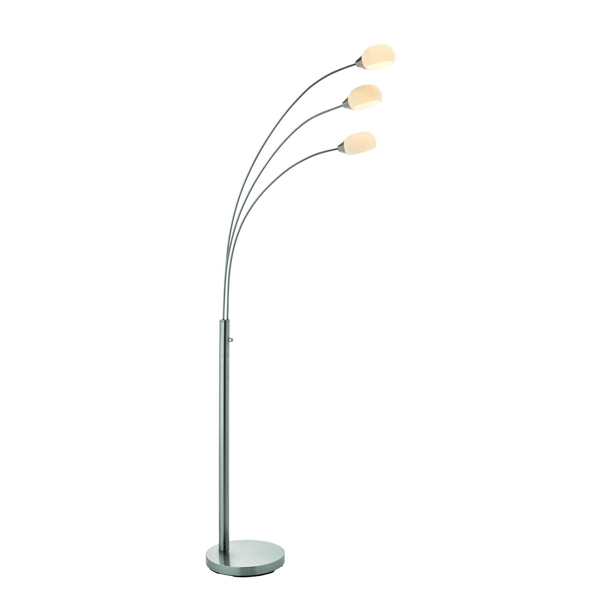 Endon Jaspa 3 Light Floor Lamp - Satin Nickel Plate & White Glass