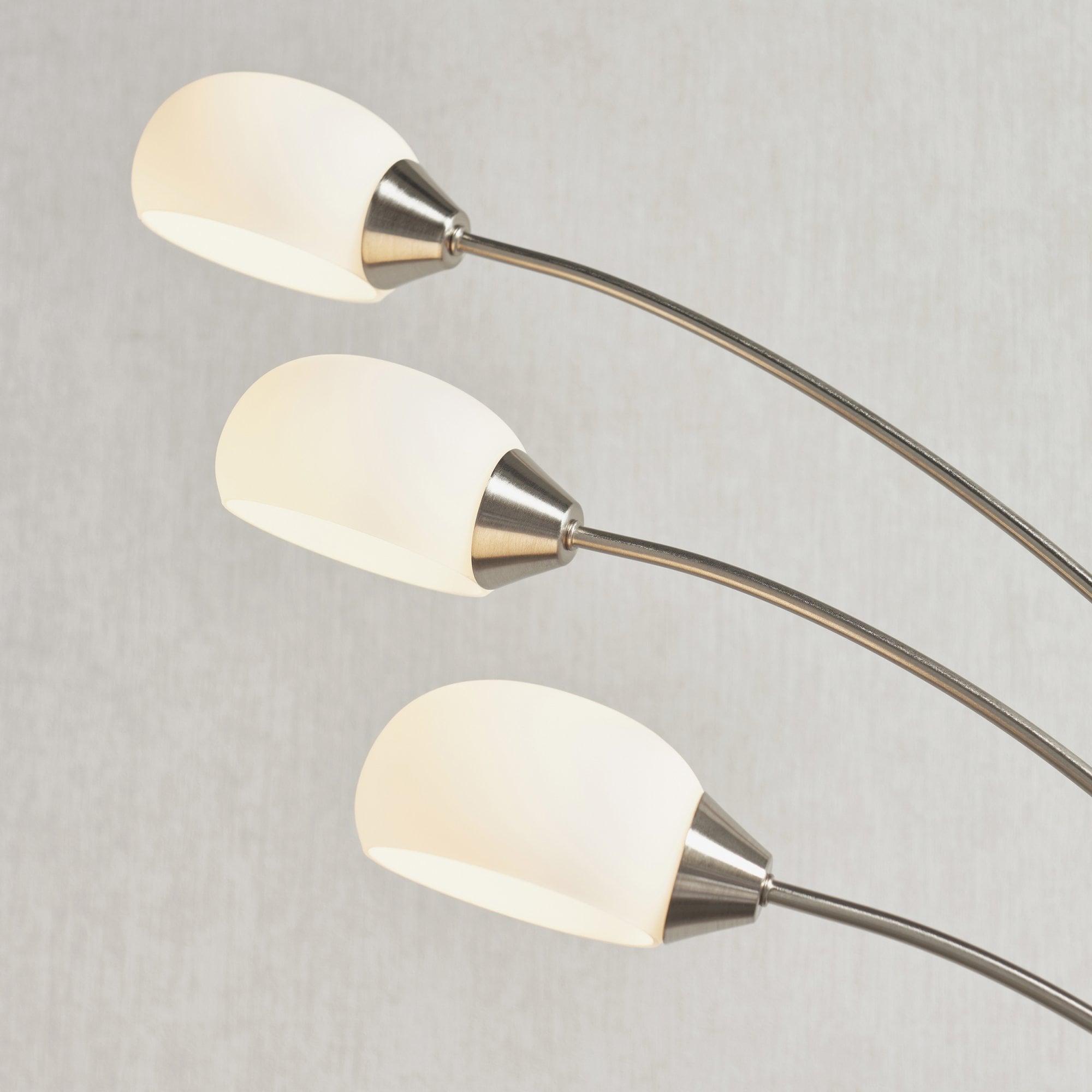 Endon Jaspa 3 Light Floor Lamp - Satin Nickel Plate & White Glass