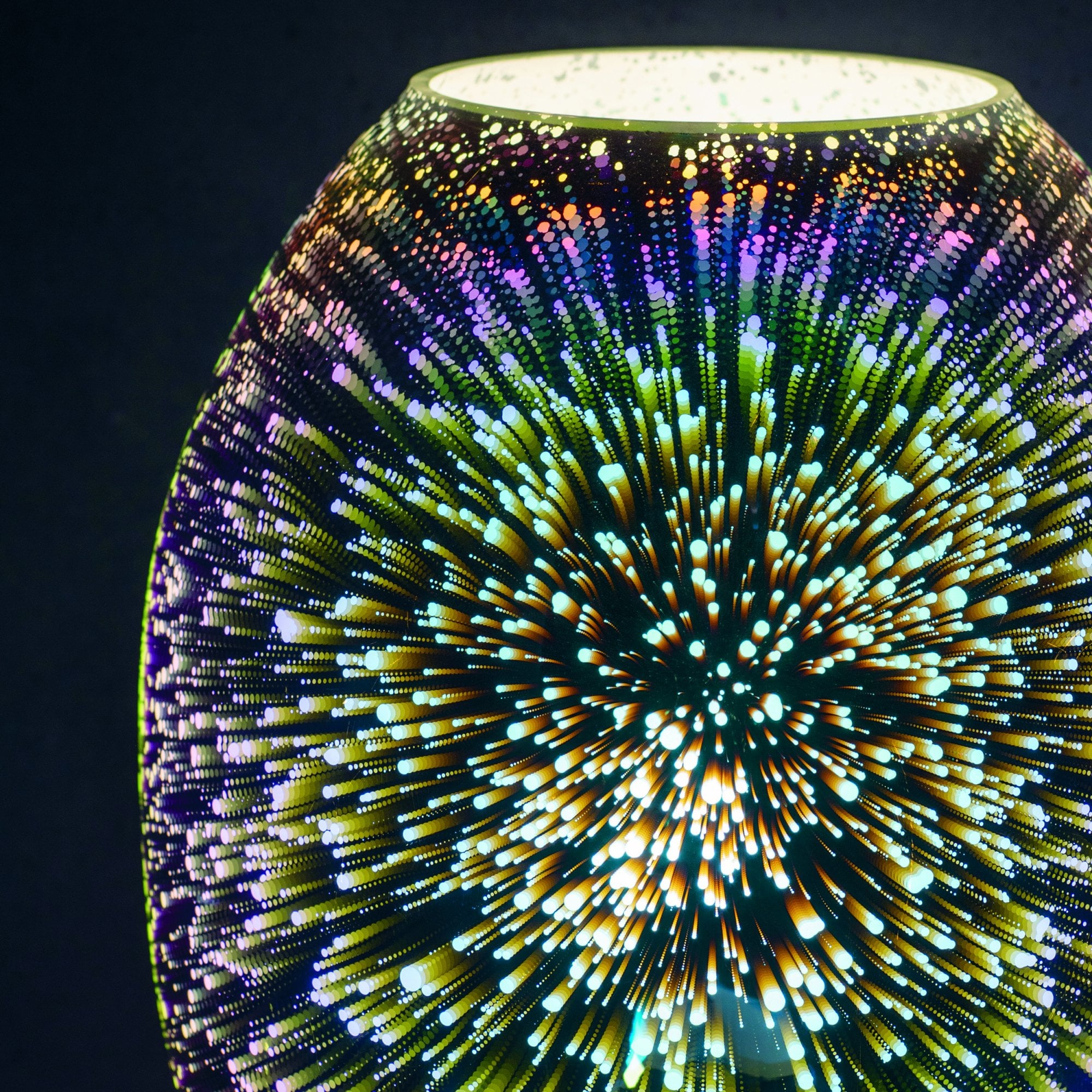 Endon Stellar Single Light Table Lamp - Chrome Holographic Glass & Chrome Plate