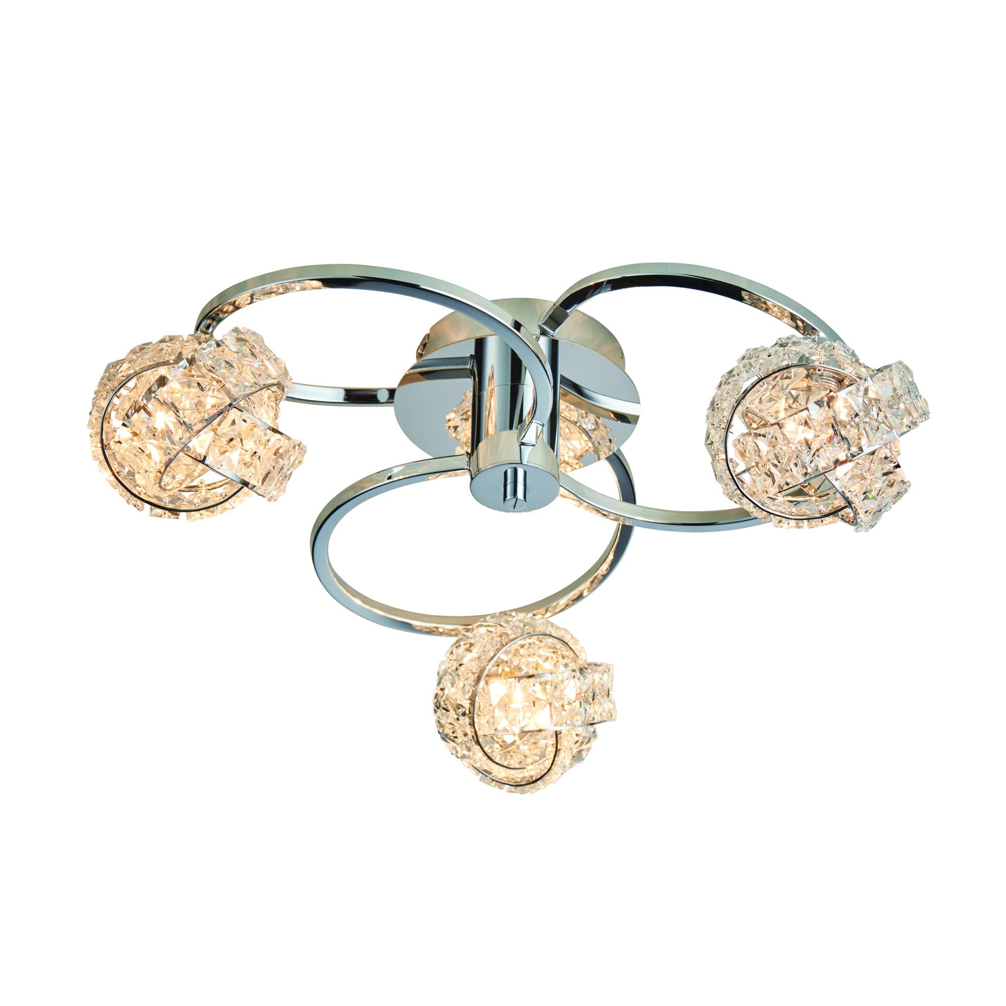 Endon Talia 3 Light Semi Flush Fitting  - Chrome Plate & Clear Crystal