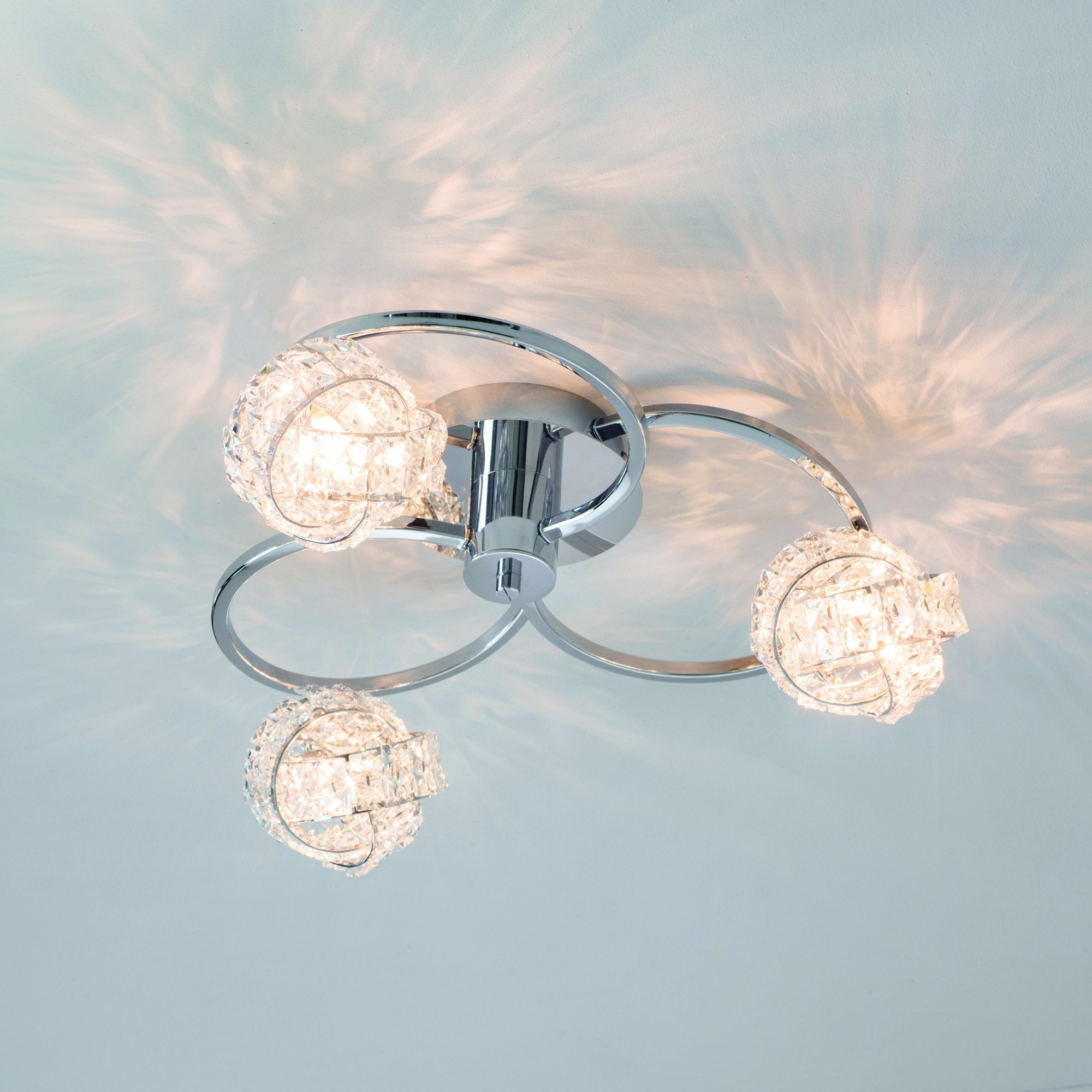Endon Talia 3 Light Semi Flush Fitting  - Chrome Plate & Clear Crystal