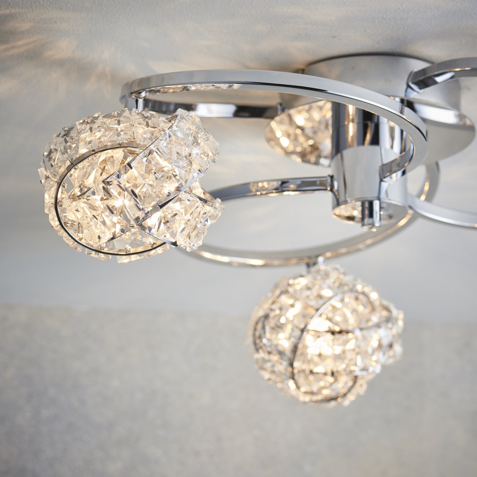 Endon Talia 3 Light Semi Flush Fitting  - Chrome Plate & Clear Crystal