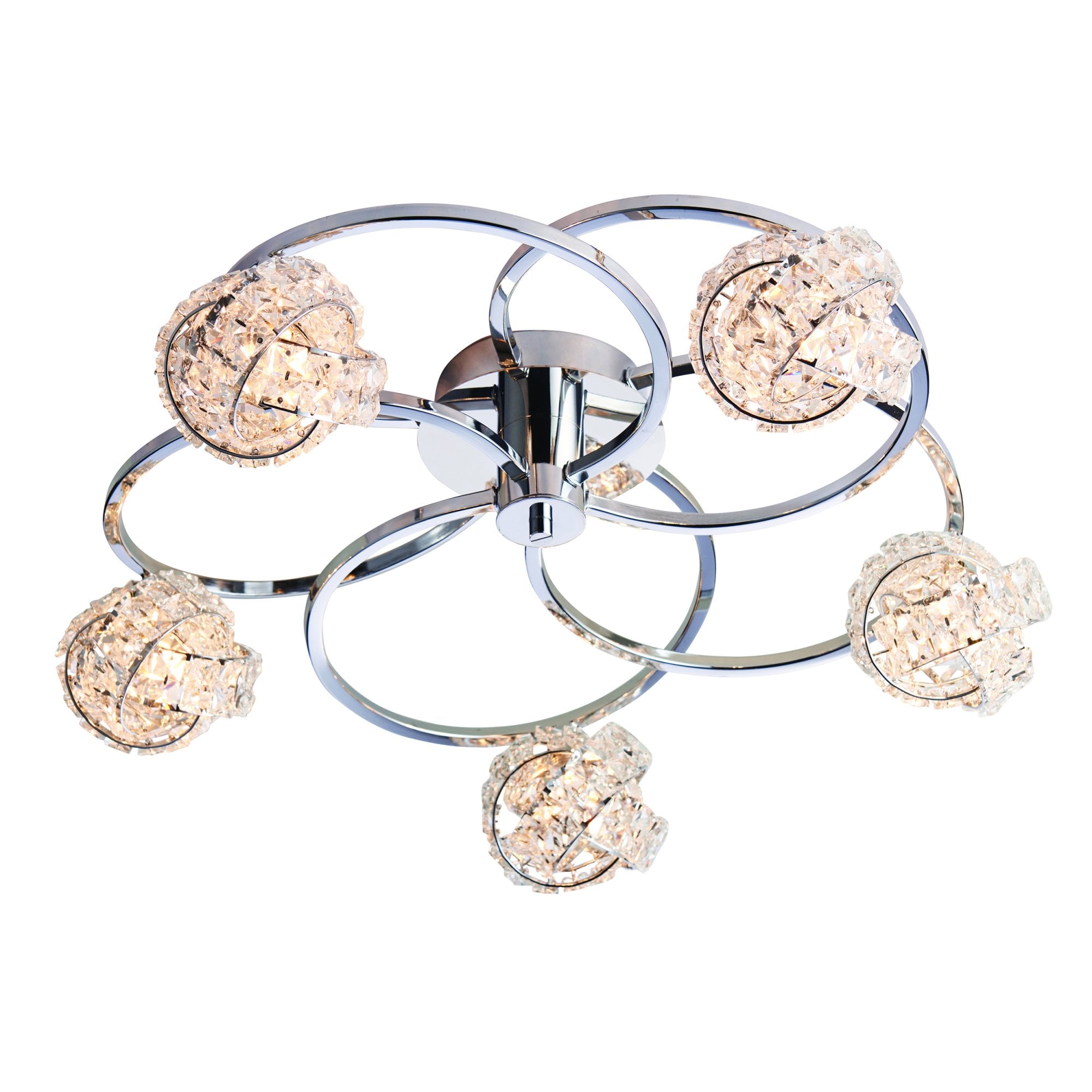 Endon Talia 5 Light Semi Flush Fitting  - Chrome Plate & Clear Crystal