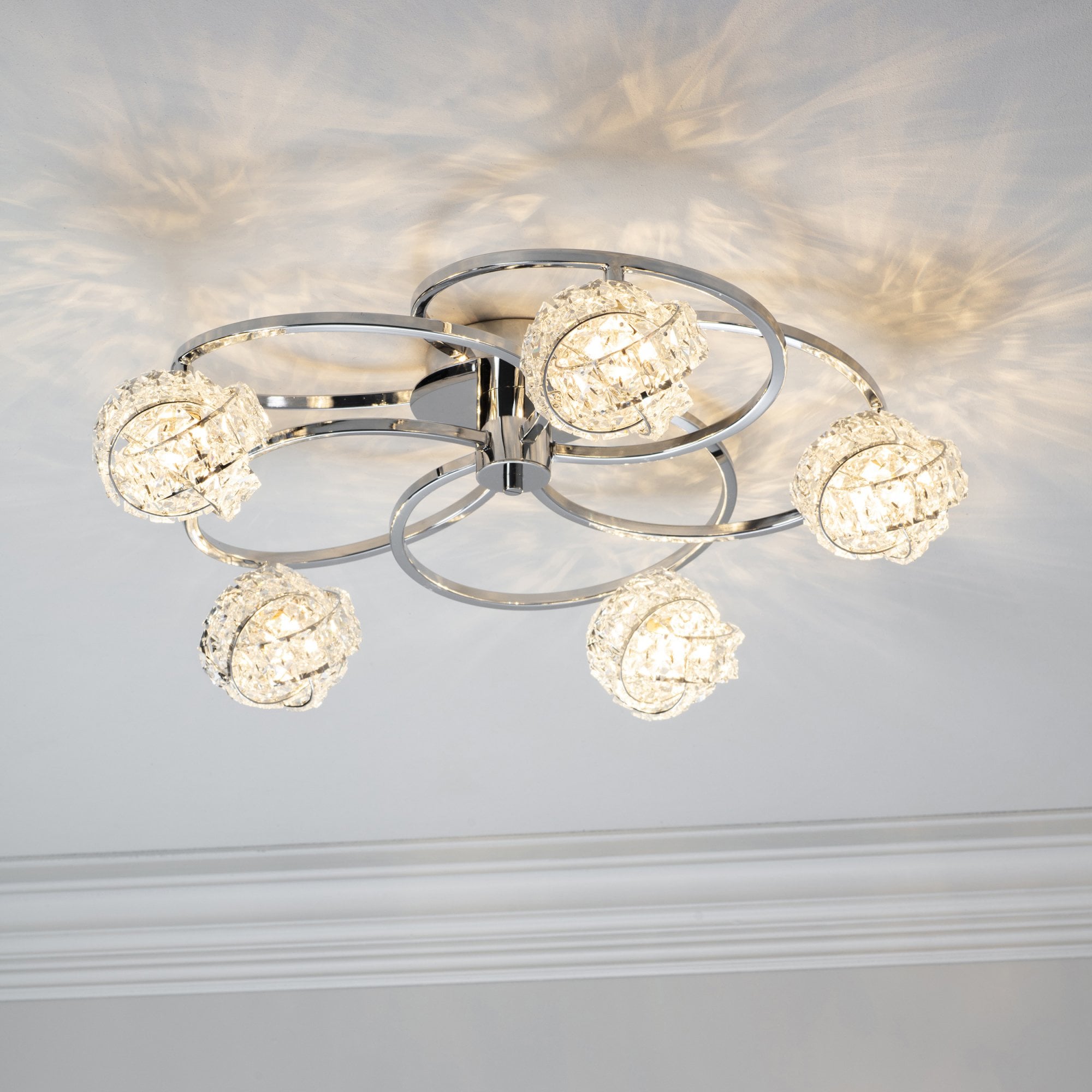 Endon Talia 5 Light Semi Flush Fitting  - Chrome Plate & Clear Crystal