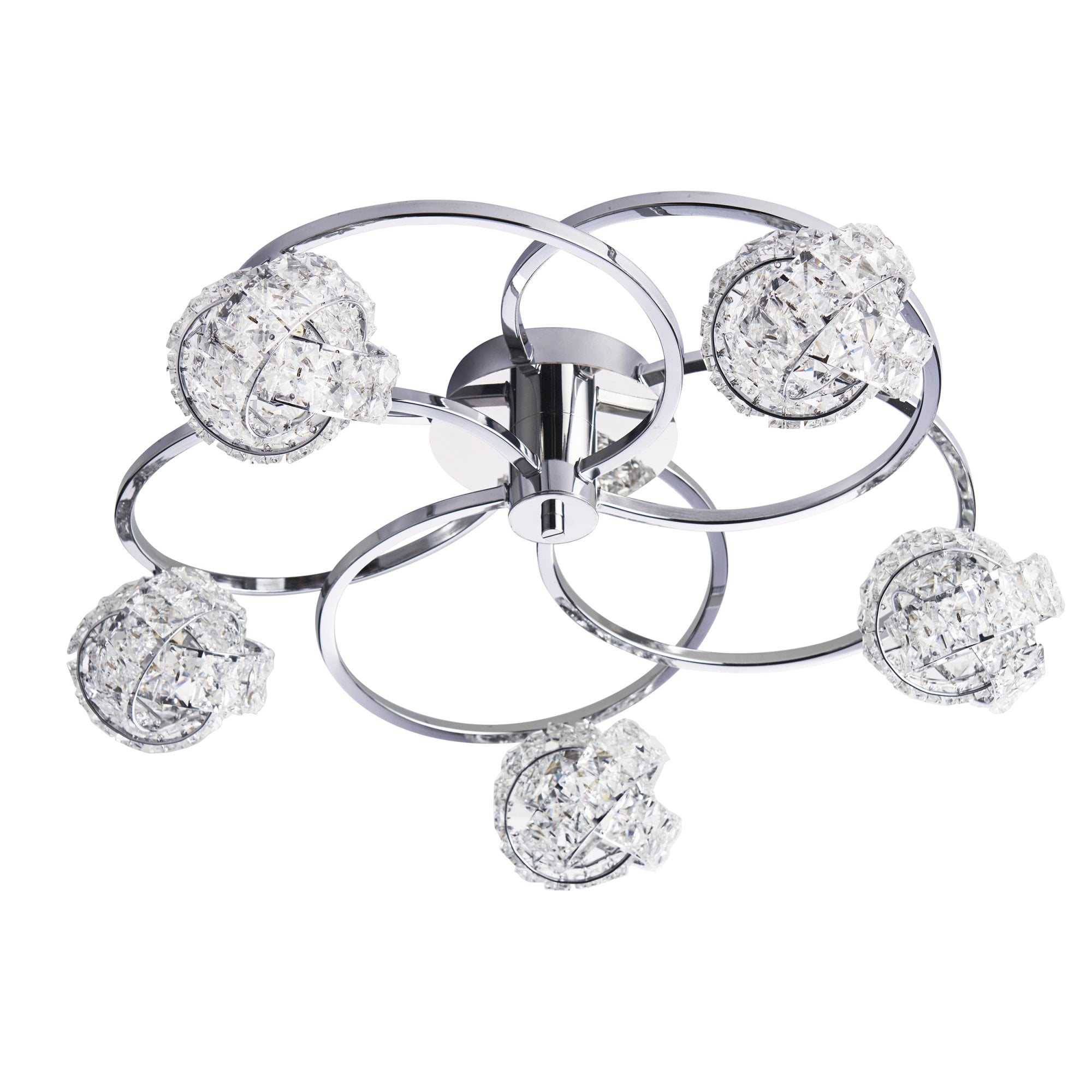 Endon Talia 5 Light Semi Flush Fitting  - Chrome Plate & Clear Crystal