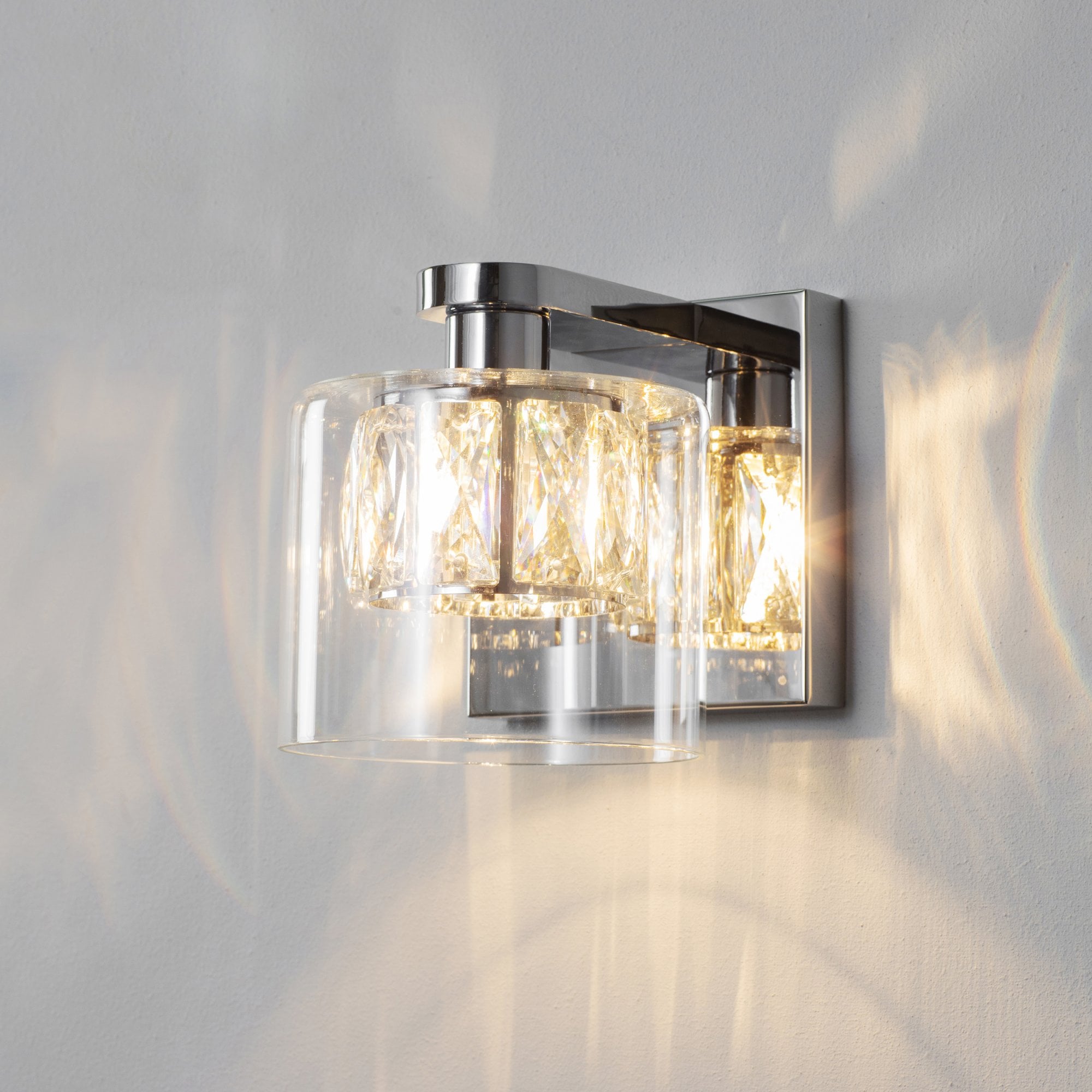 Endon Verina Single Light Wall Light  - Chrome Plate & Clear Glass