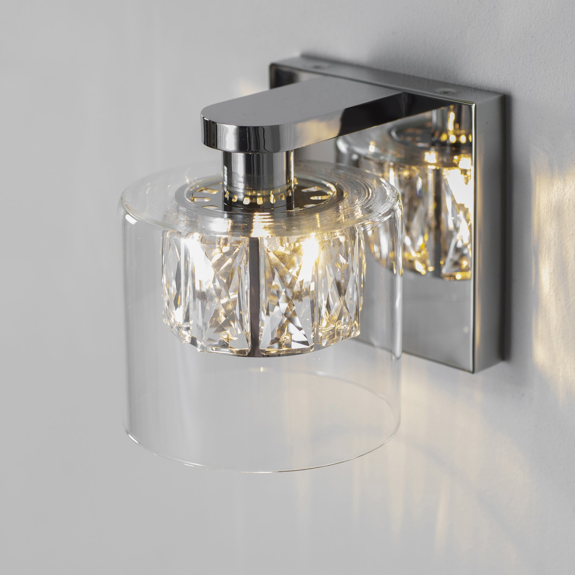 Endon Verina Single Light Wall Light  - Chrome Plate & Clear Glass