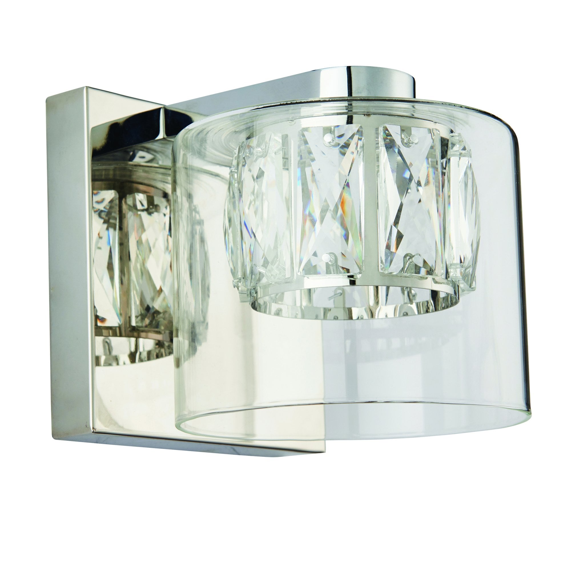 Endon Verina Single Light Wall Light  - Chrome Plate & Clear Glass