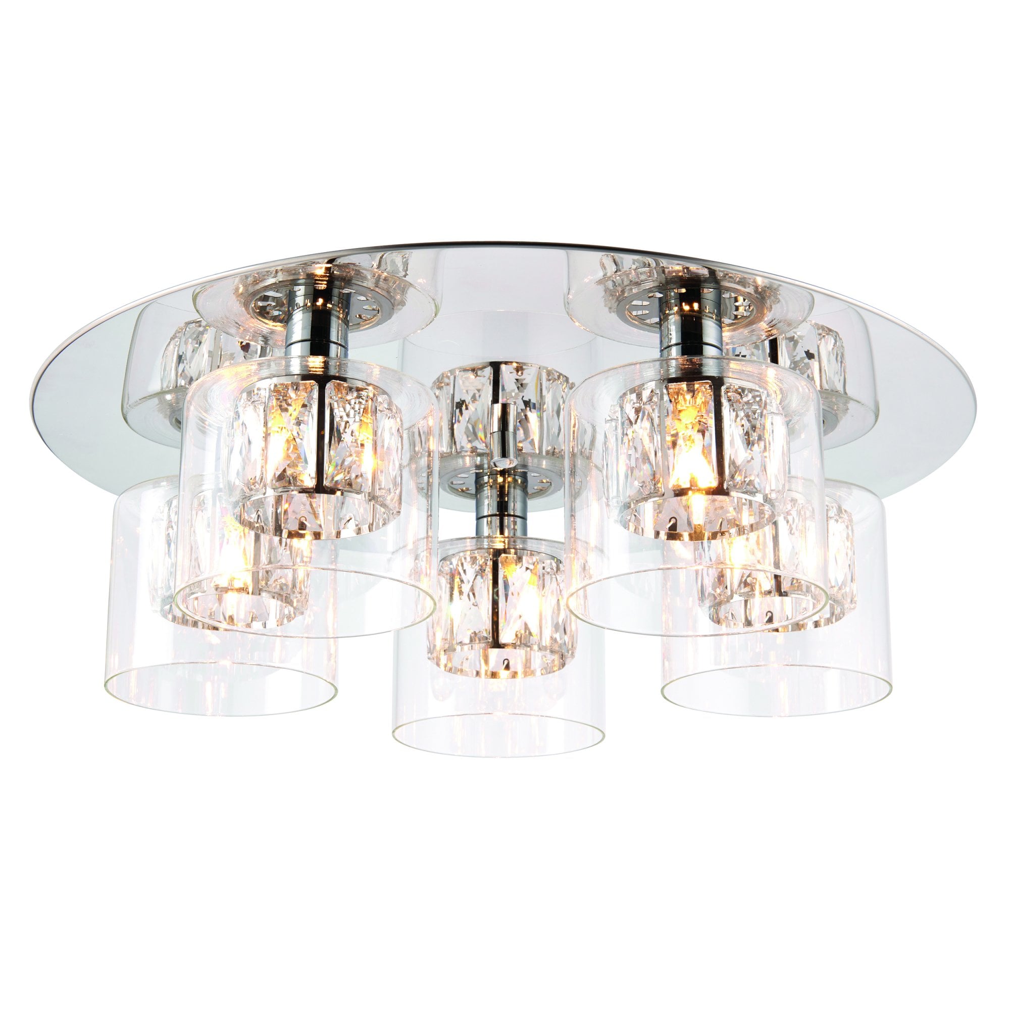 Endon Verina 5 Light Flush Fitting  - Chrome Plate & Clear Glass