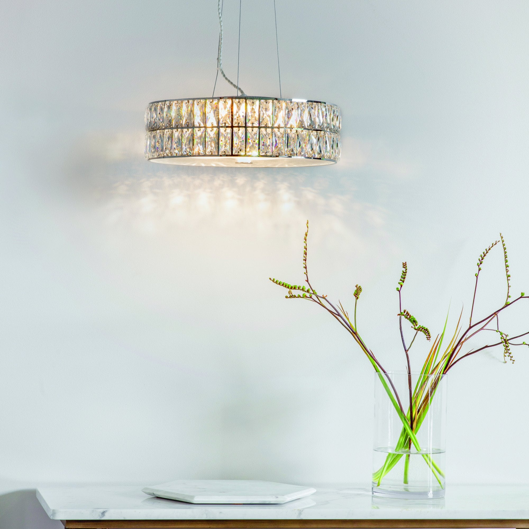 Endon Verina 5 Light Pendant - Clear Crystal & Chrome Plate