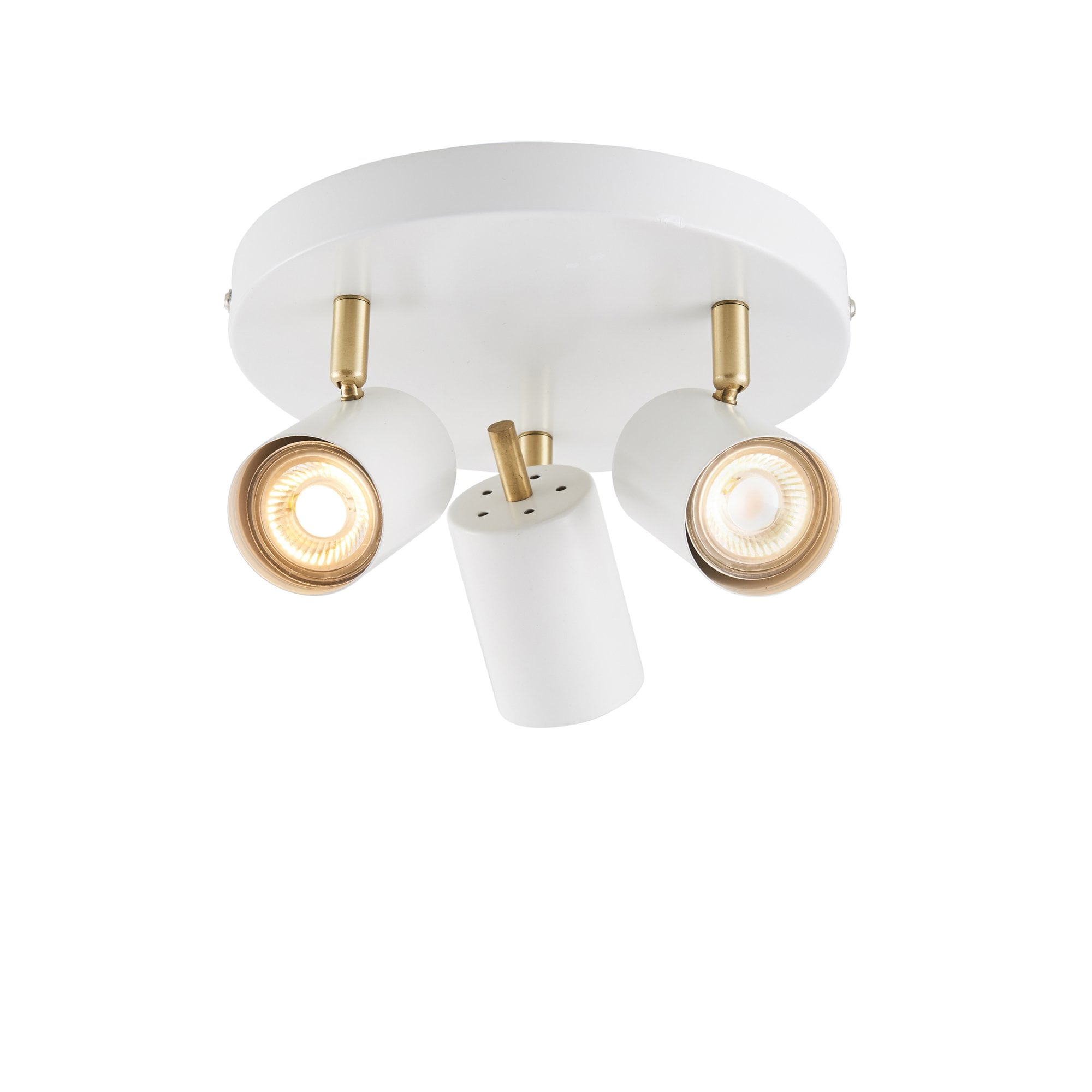 Endon Gull 3 Light Spot Light - Matt White Paint & Satin Brass Plate