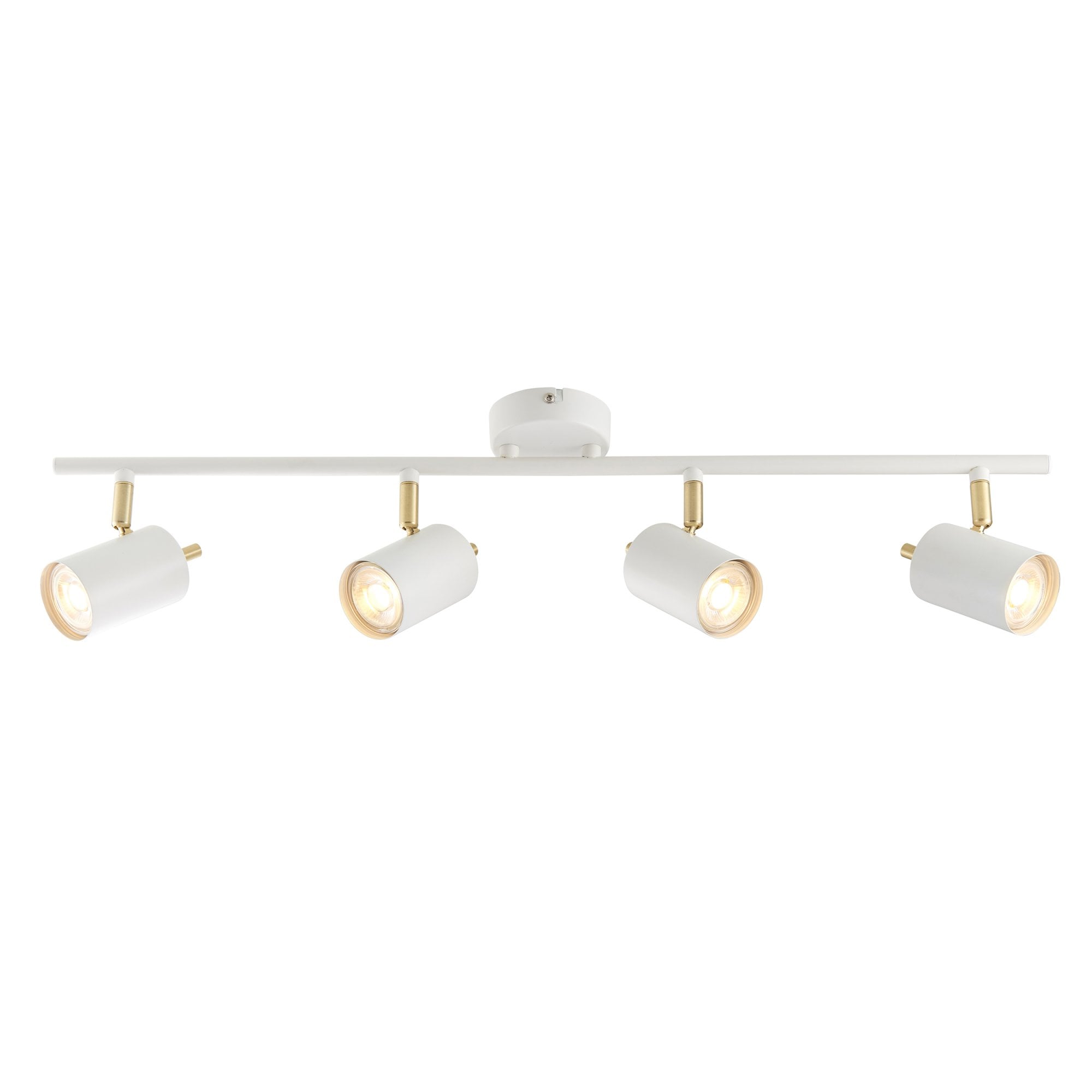 Endon Gull 4 Light Spot Light - Matt White Paint & Satin Brass Plate