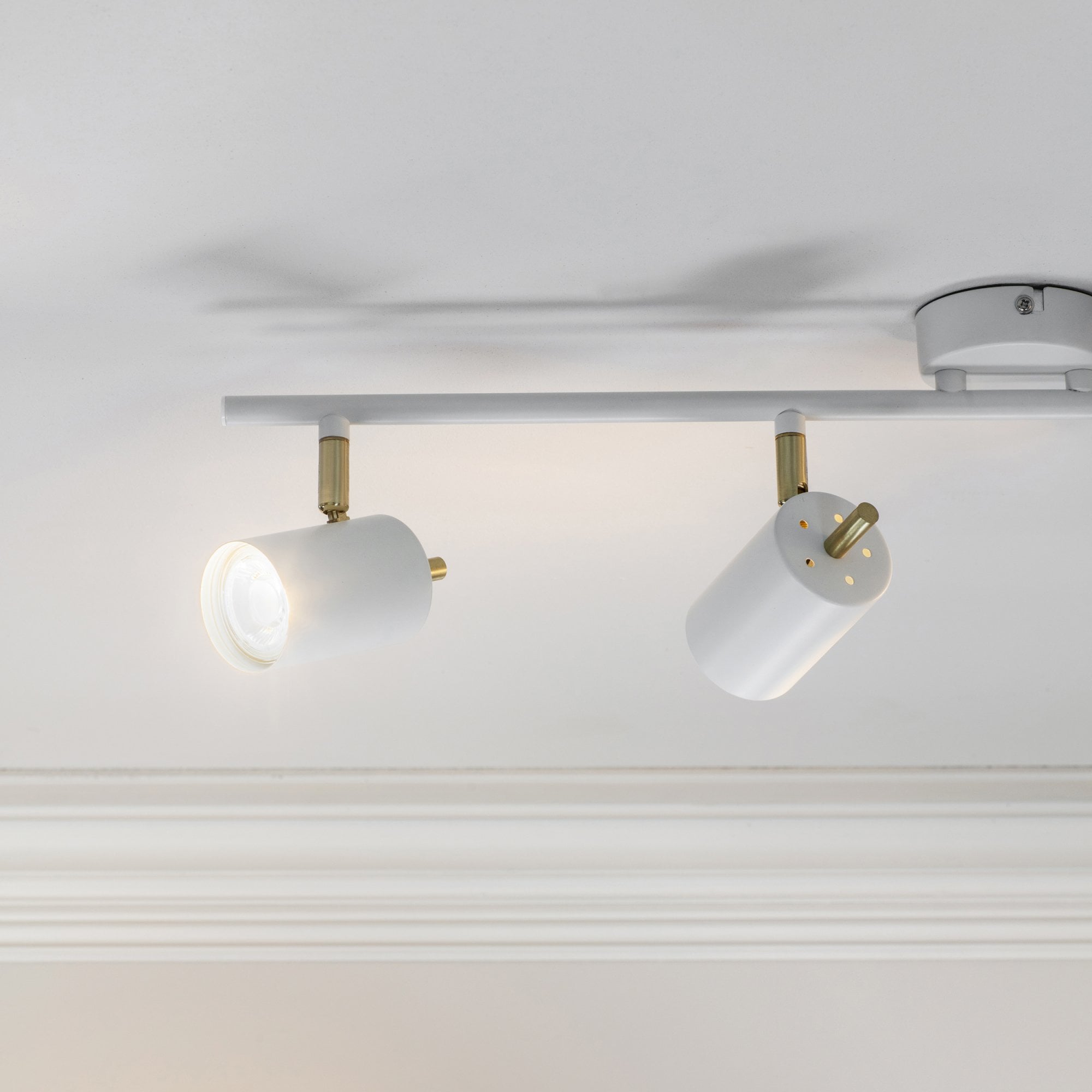 Endon Gull 4 Light Spot Light - Matt White Paint & Satin Brass Plate